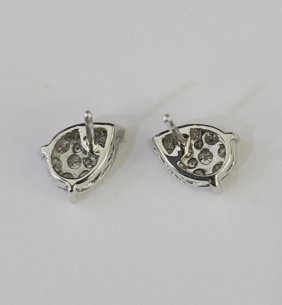 10k Diamond Earrings Yellow Gold Real Screw - Back Women Men Studs Pear Shaped - GoldenlinQ