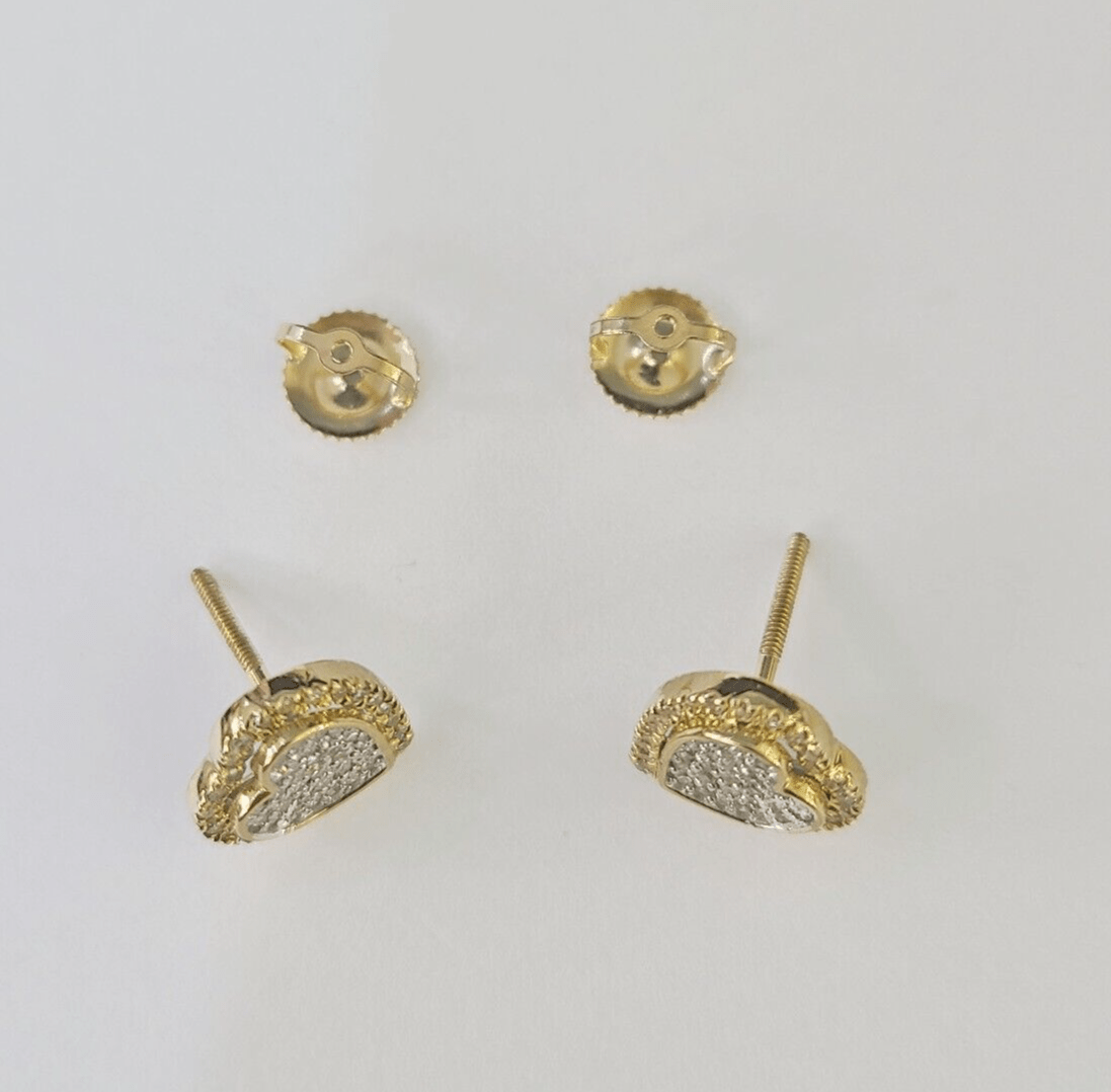 10k Diamond Heart Earrings Pendant Charm SET Yellow Gold - GoldenlinQ