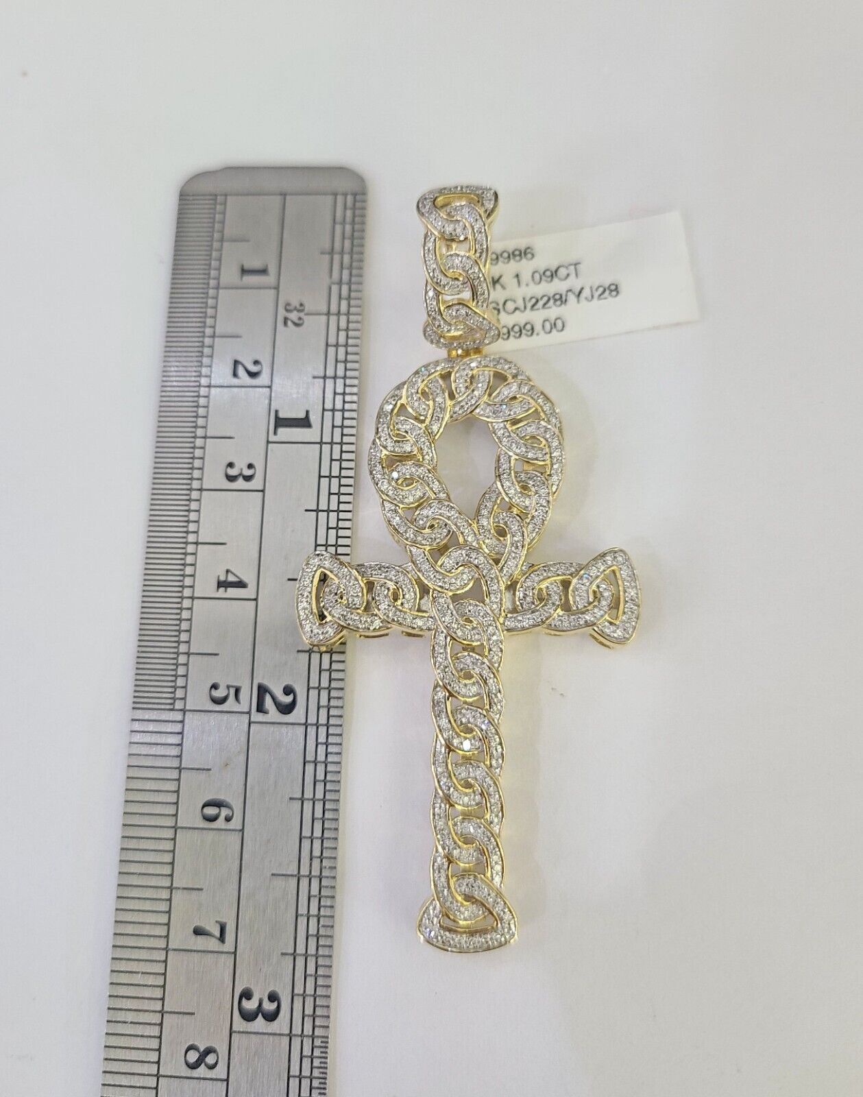 10k Diamond Jesus Cross Charm Pendant Yellow Gold Genuine Real - GoldenlinQ