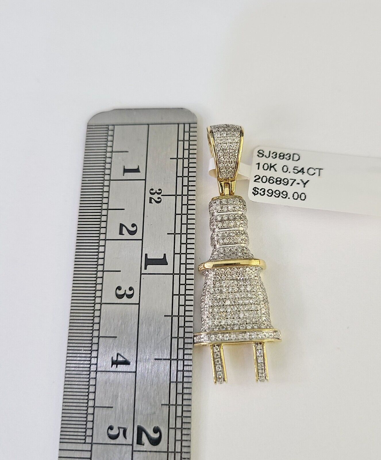 10k Diamond Plug Pendant Real Socket Charm Yellow Gold - GoldenlinQ