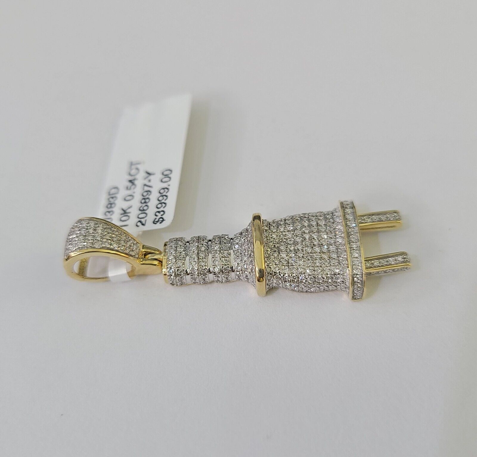 10k Diamond Plug Pendant Real Socket Charm Yellow Gold - GoldenlinQ