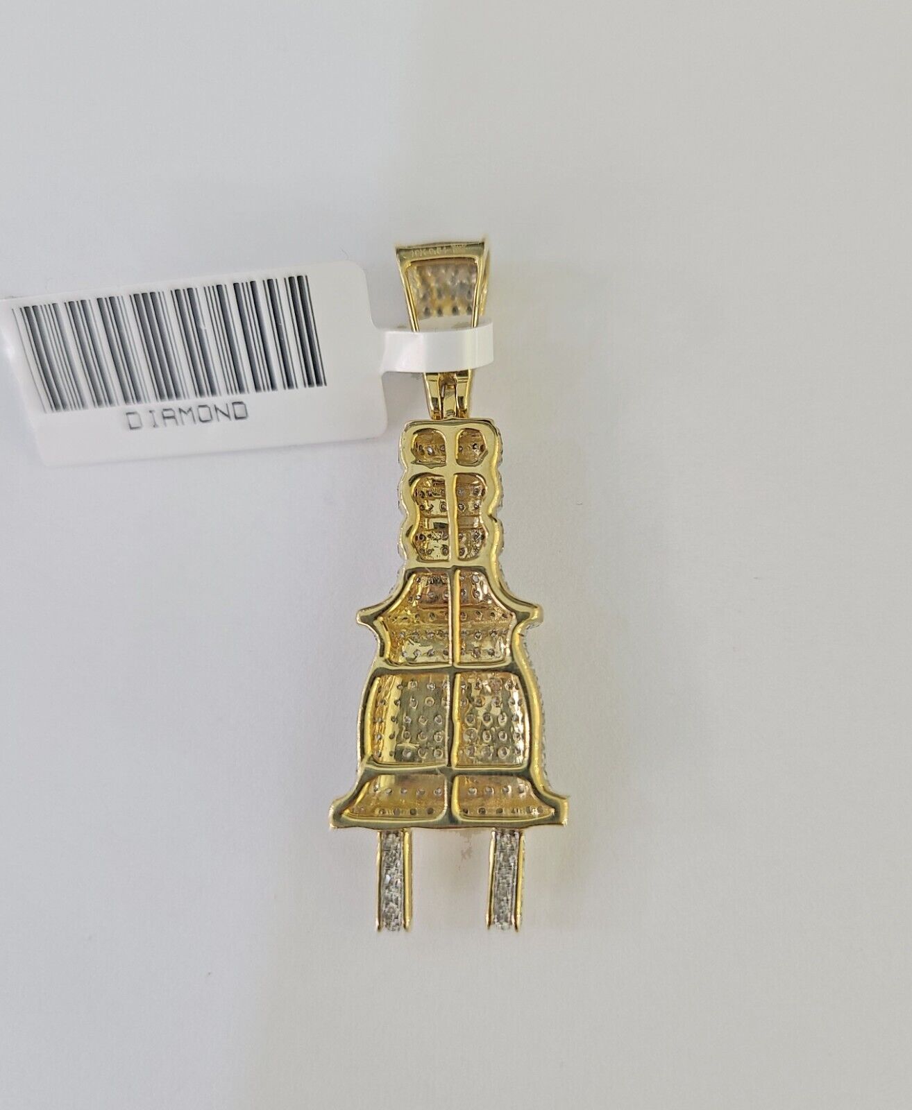 10k Diamond Plug Pendant Real Socket Charm Yellow Gold - GoldenlinQ