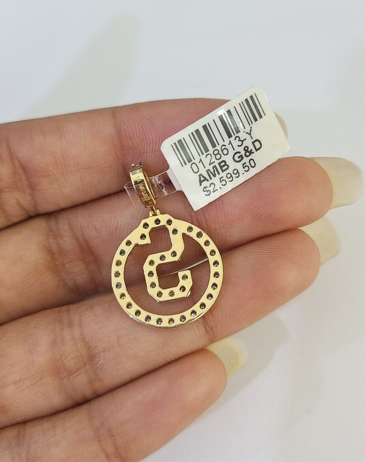 10k Diamond S Charm Pendant Initial Alphabet Letter Real Genuine Yellow Gold - GoldenlinQ