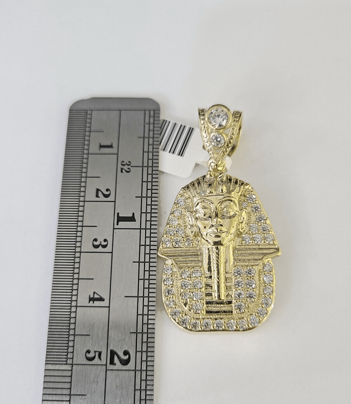 10k Egyptian Pharaoh Head Charm Pendant Yellow Gold 1.5" Inch Men Women Real - GoldenlinQ