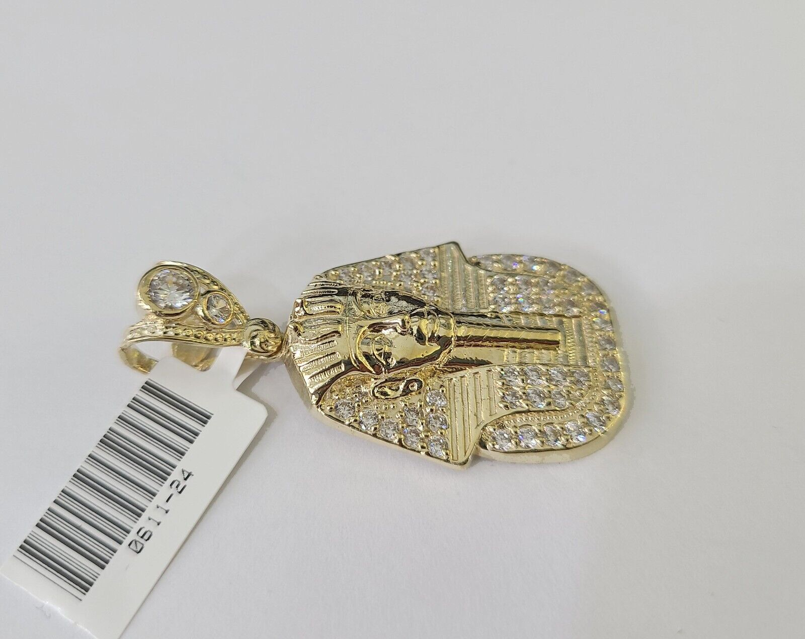 10k Egyptian Pharaoh Head Charm Pendant Yellow Gold 1.5" Inch Men Women Real - GoldenlinQ