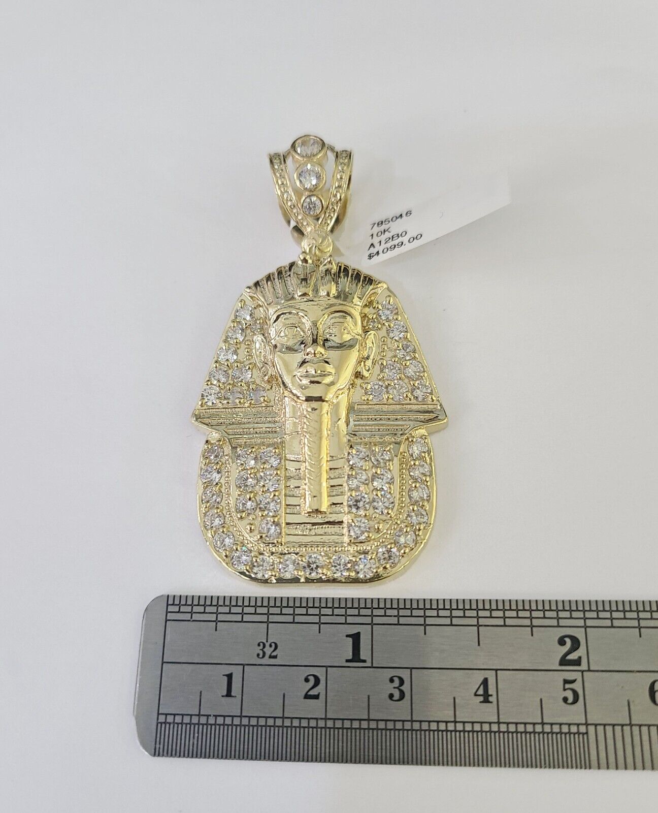 10k Egyptian Pharaoh Head Charm Pendant Yellow Gold 2.5" Inch Men Women Real - GoldenlinQ