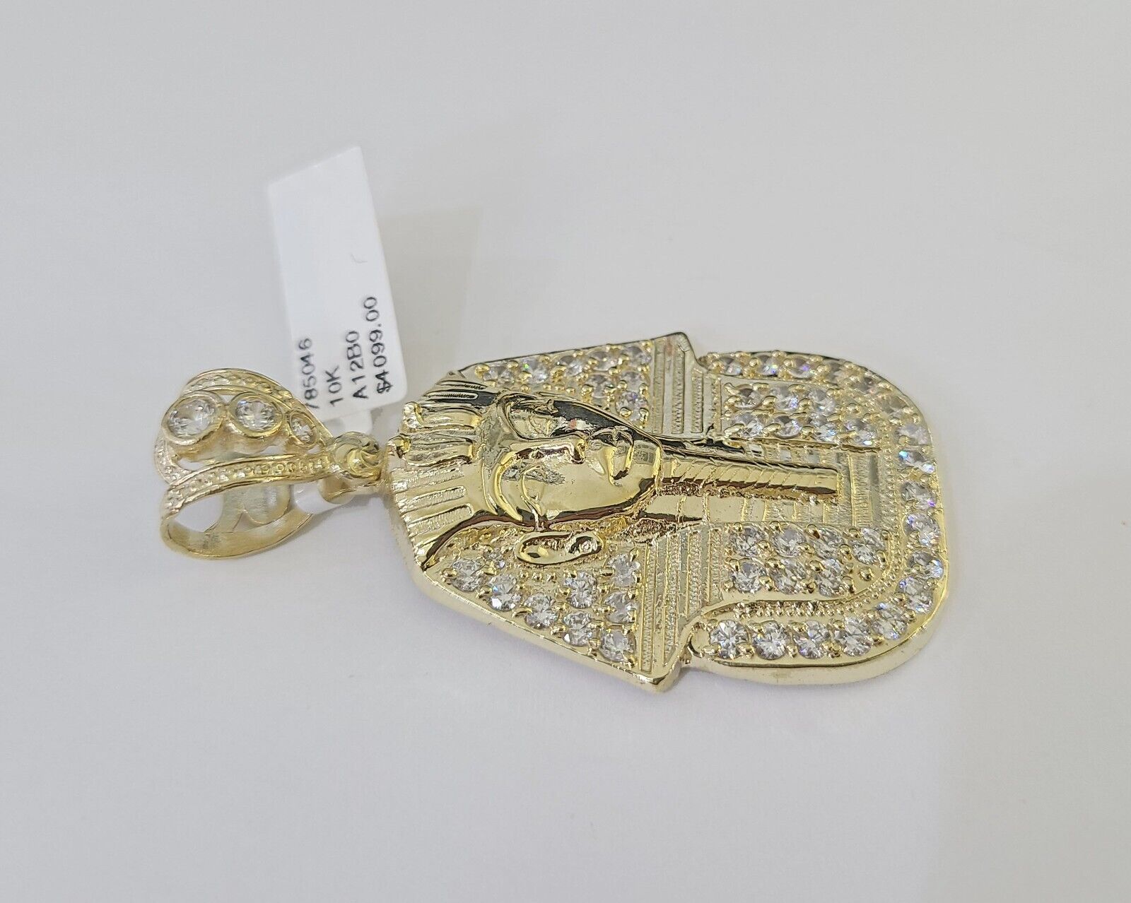 10k Egyptian Pharaoh Head Charm Pendant Yellow Gold 2.5" Inch Men Women Real - GoldenlinQ