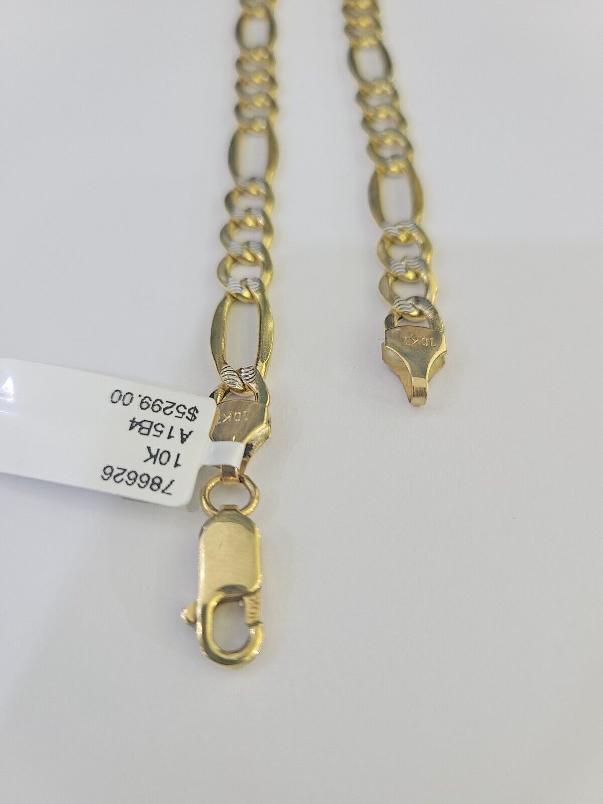 10K Figaro Link Chain Necklace Yellow Gold 6.5mm 20" 22" 24" 26" 28" 30" 10kt - GoldenlinQ