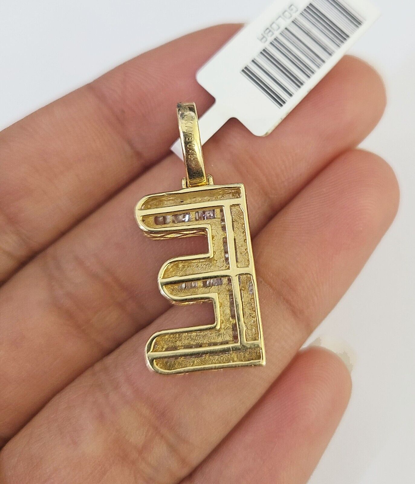 10K Franco Chain Diamond E Pendant Initial Charm Letter Necklace 18" - 24" 1.5mm - GoldenlinQ