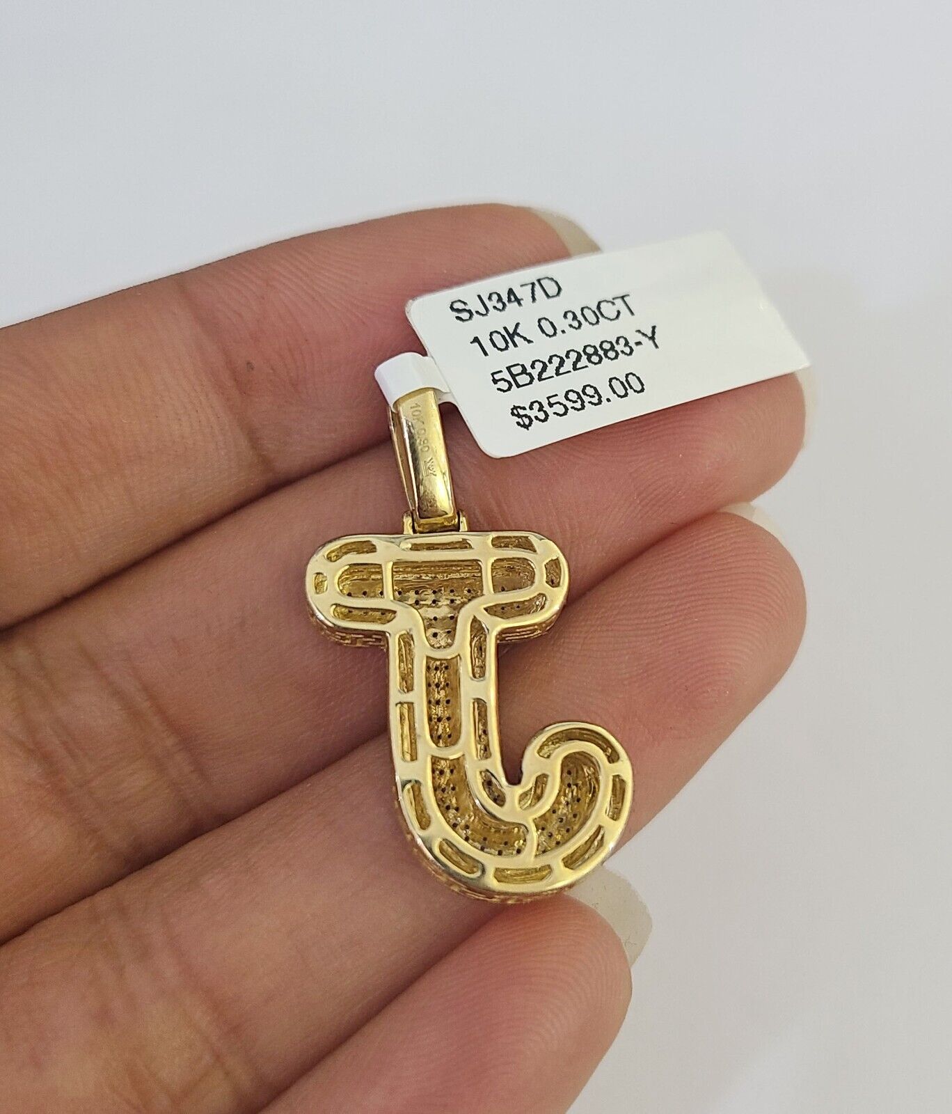 10K Franco Chain Diamond J Pendant Initial Charm Letter Necklace 18" - 24" 1.5mm - GoldenlinQ