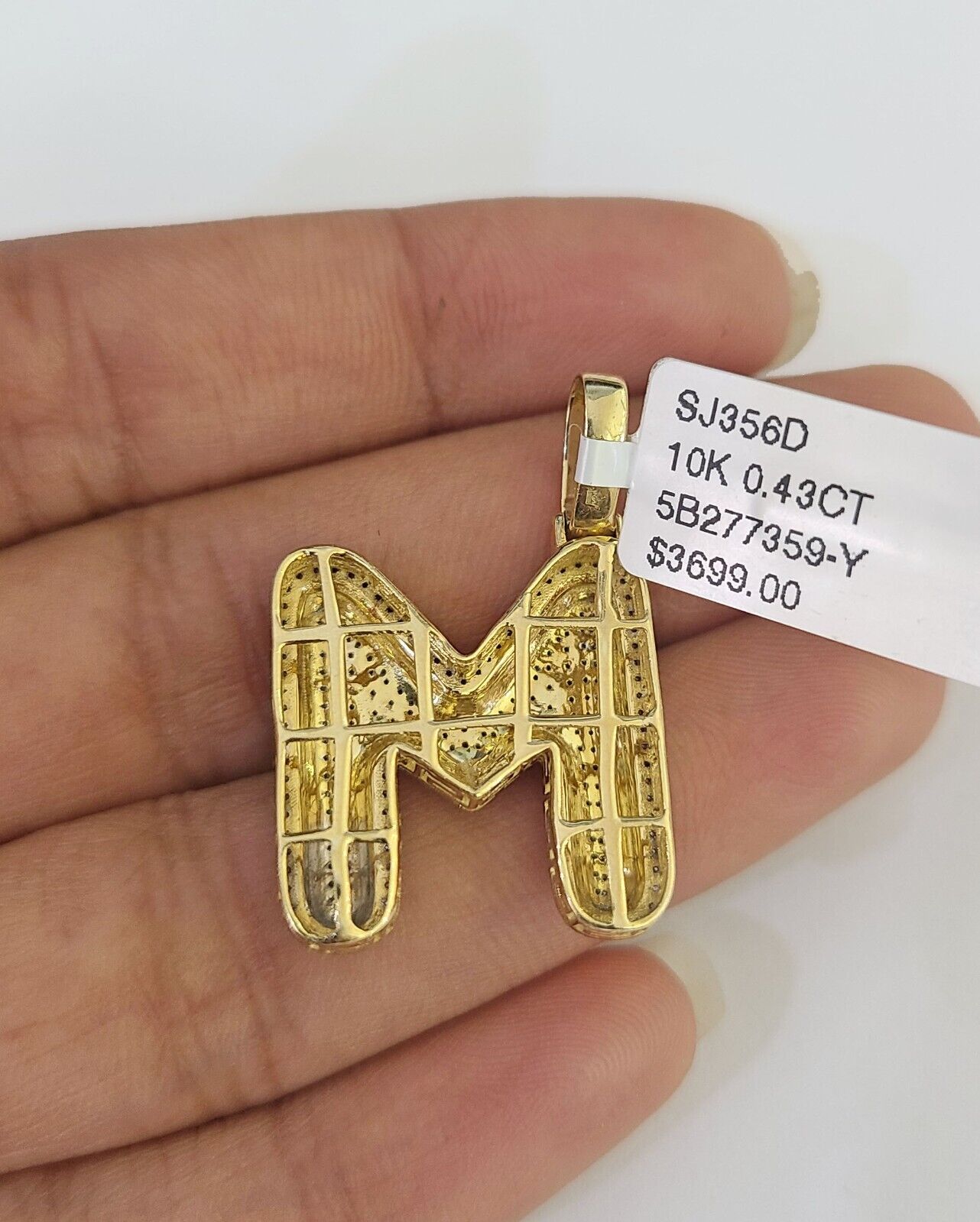 10K Franco Chain Diamond M Pendant Initial Charm Letter Necklace 18" - 24" 1.5mm - GoldenlinQ