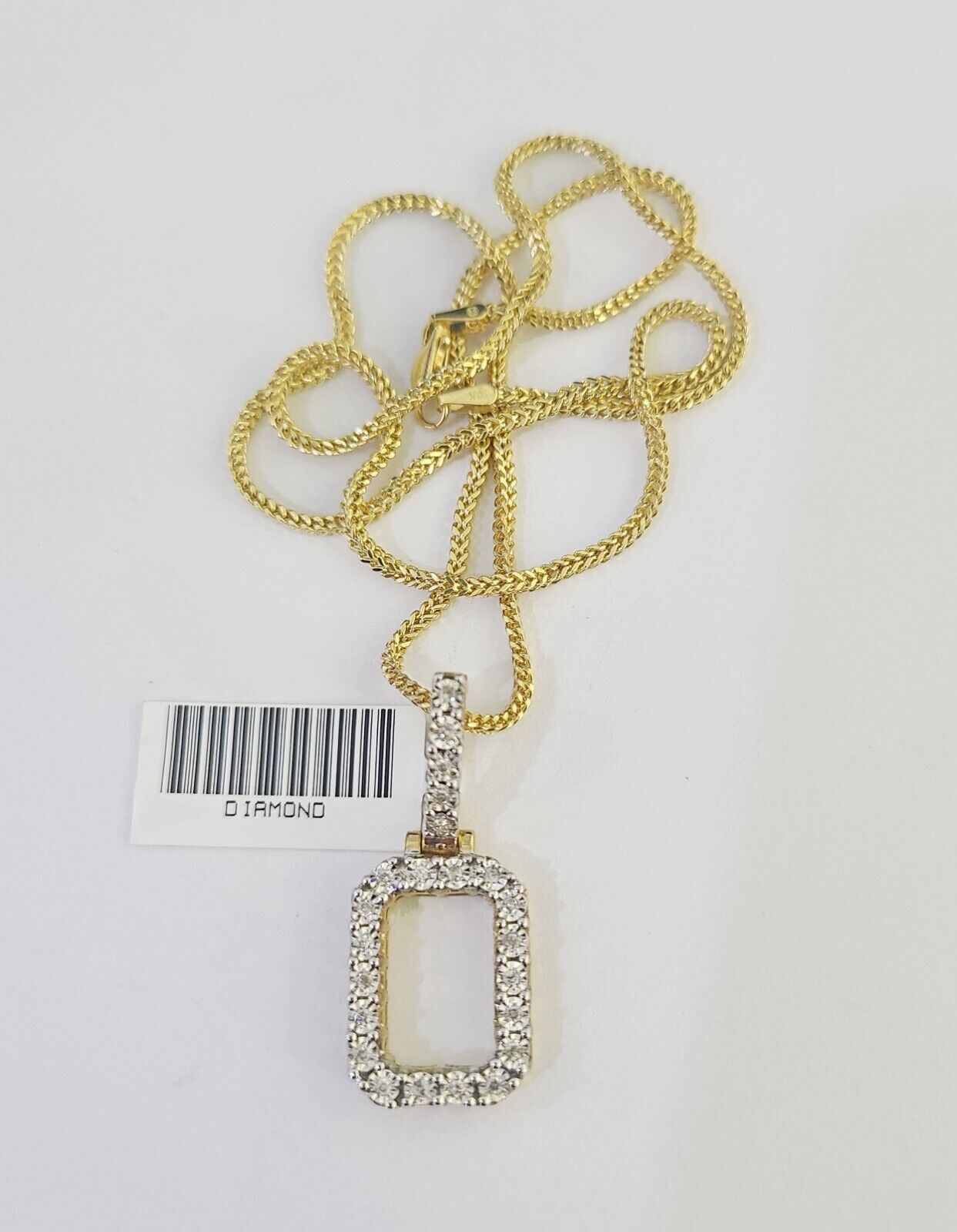 10K Franco Chain Diamond O Pendant Initial Charm Letter Necklace 18" - 24" 1.5mm - GoldenlinQ