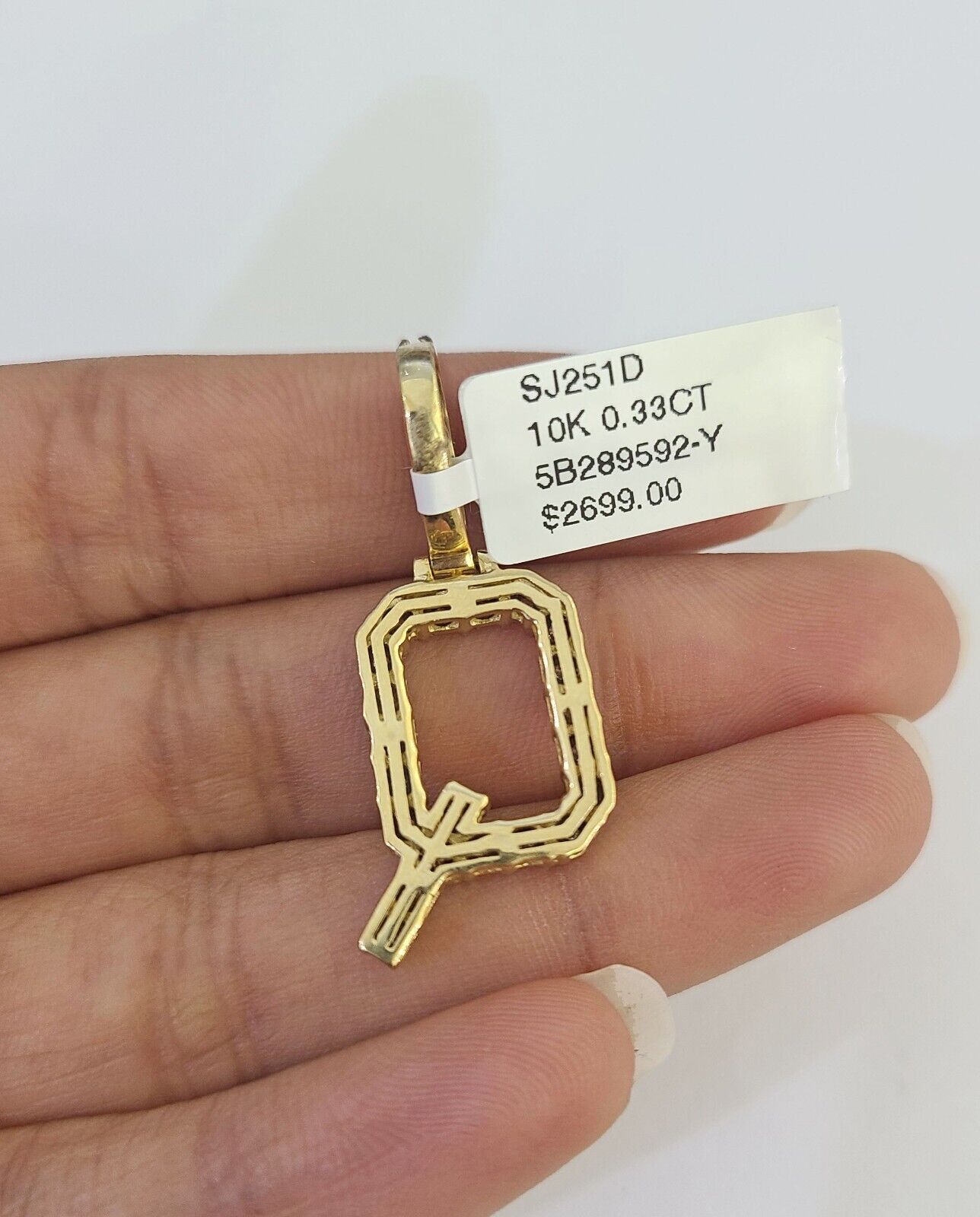 10K Franco Chain Diamond Q Pendant Initial Charm Letter Necklace 18" - 24" 1.5mm - GoldenlinQ