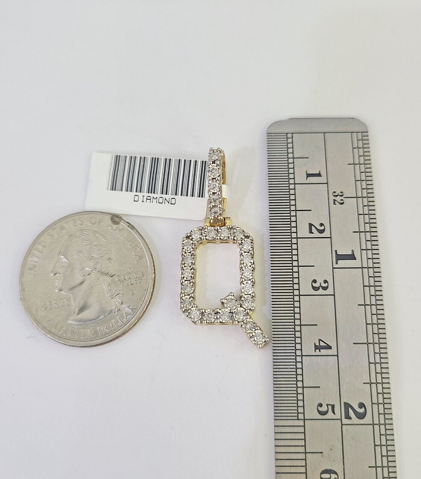 10K Franco Chain Diamond Q Pendant Initial Charm Letter Necklace 18" - 24" 1.5mm - GoldenlinQ