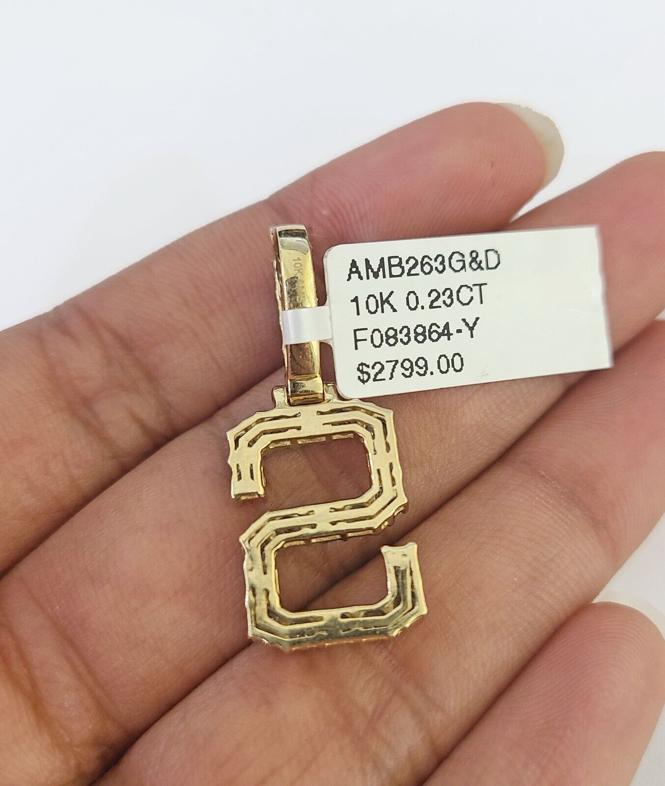 10K Franco Chain Diamond S Pendant Initial Charm Letter Necklace 18" - 24" 1.5mm - GoldenlinQ
