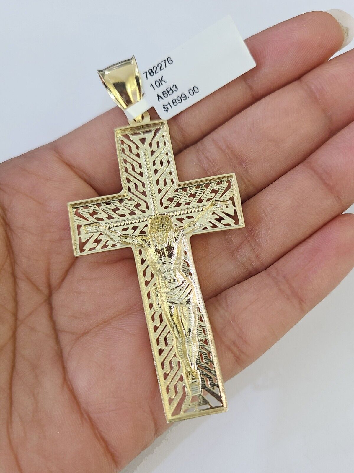 10K Franco Chain Jesus Crucifix Cross Pendant Charm Necklace 20" - 26" 3mm Gold - GoldenlinQ