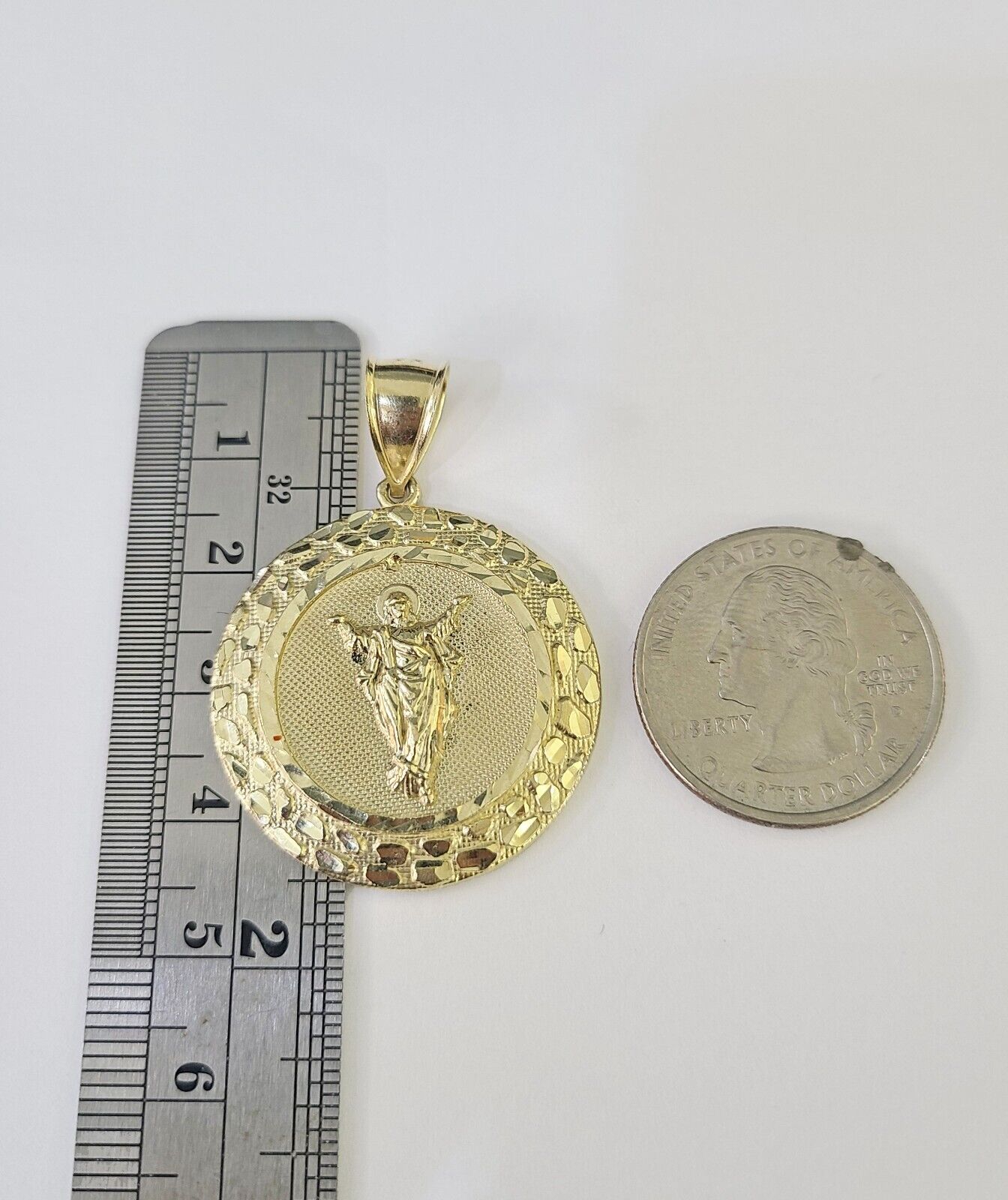 10K Franco Chain Jesus Pendant Charm Necklace 20" - 26" 2.5mm Yellow Gold - GoldenlinQ