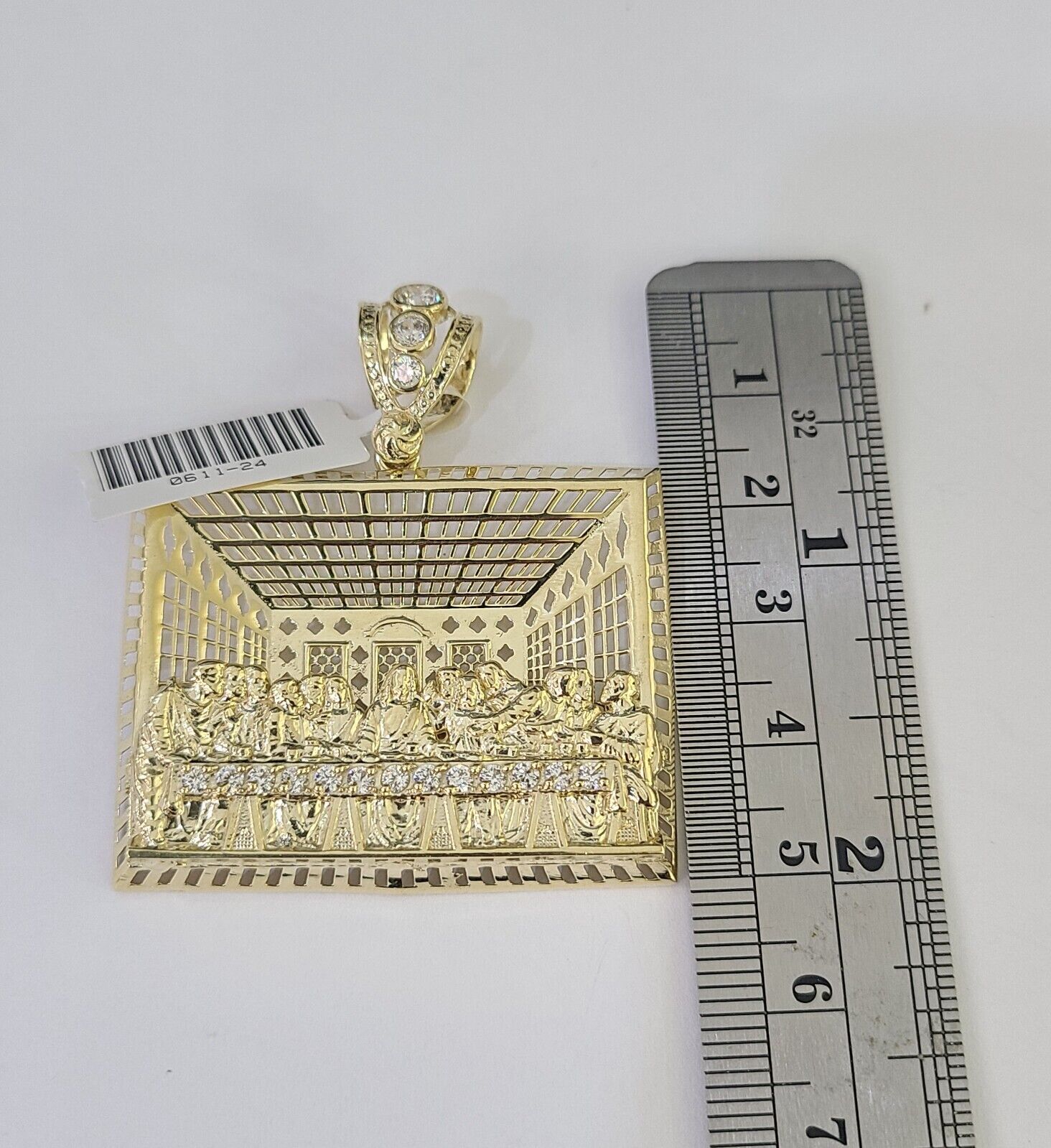 10K Franco Chain Last Supper Pendant Charm Necklace 20" - 26" 3mm Gold Yellow - GoldenlinQ