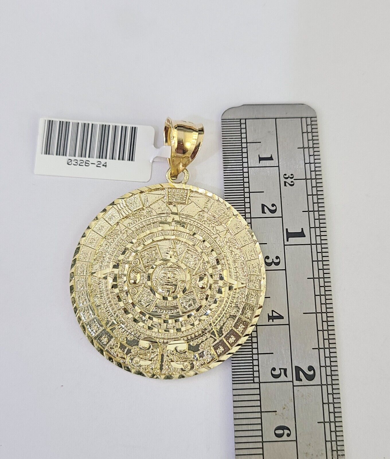 10K Franco Chain Mayan Calendar Pendant Charm Necklace 20" - 26" 3mm Gold Yellow - GoldenlinQ