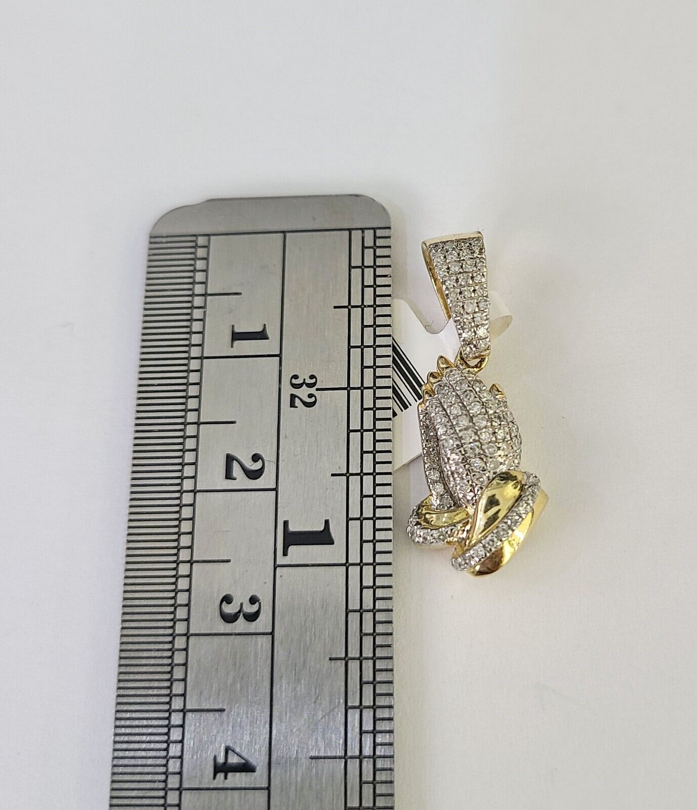 10K Franco Chain Praying Hands Pendant Diamond Necklace 16" - 22" 0.5mm Women - GoldenlinQ