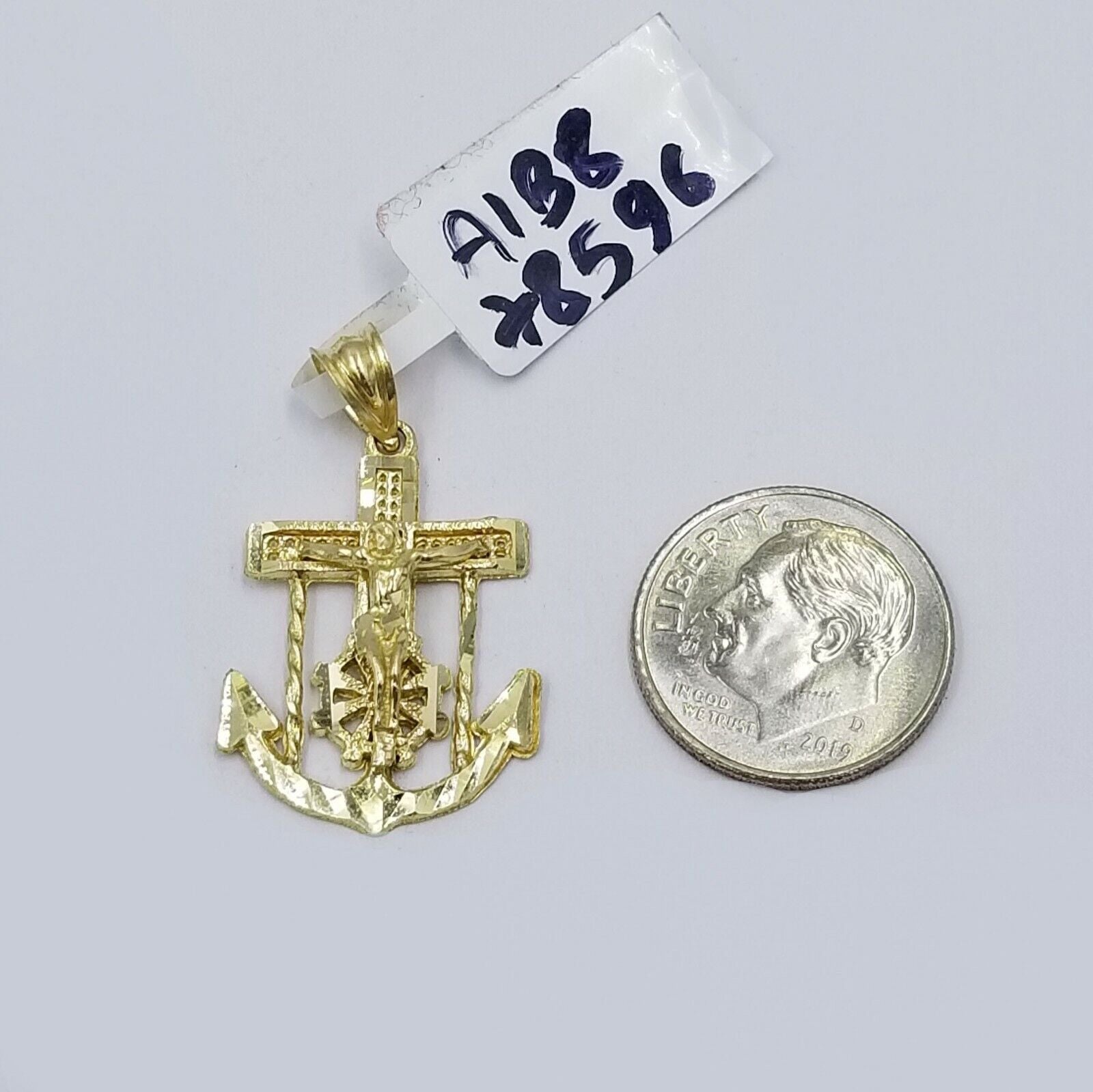 10k Gold Anchor Pendent Rope Chain 2.5mm 18" 20" 22" 24" 26" 10kt Necklace Cham - GoldenlinQ