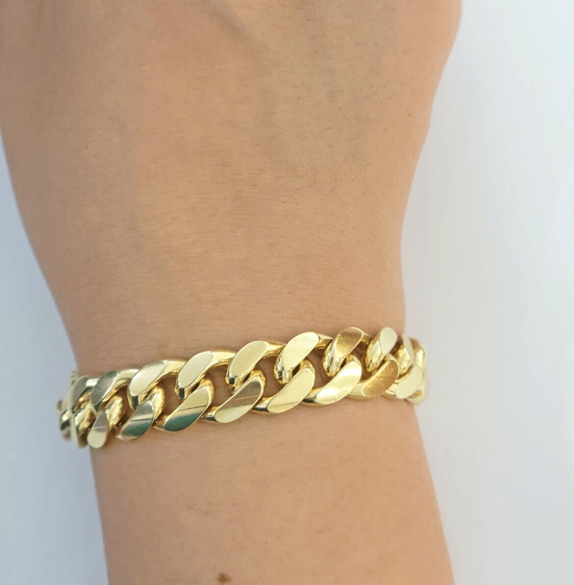 10k Gold Bracelet 8 Inch Miami Cuban Link 13mm Men's Real 10KT Yellow Gold SOLID - GoldenlinQ