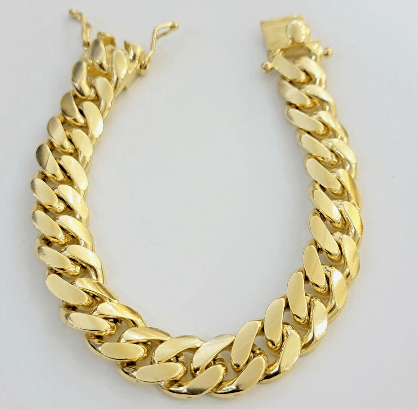 10k Gold Bracelet 8 Inch Miami Cuban Link 13mm Men's Real 10KT Yellow Gold SOLID - GoldenlinQ
