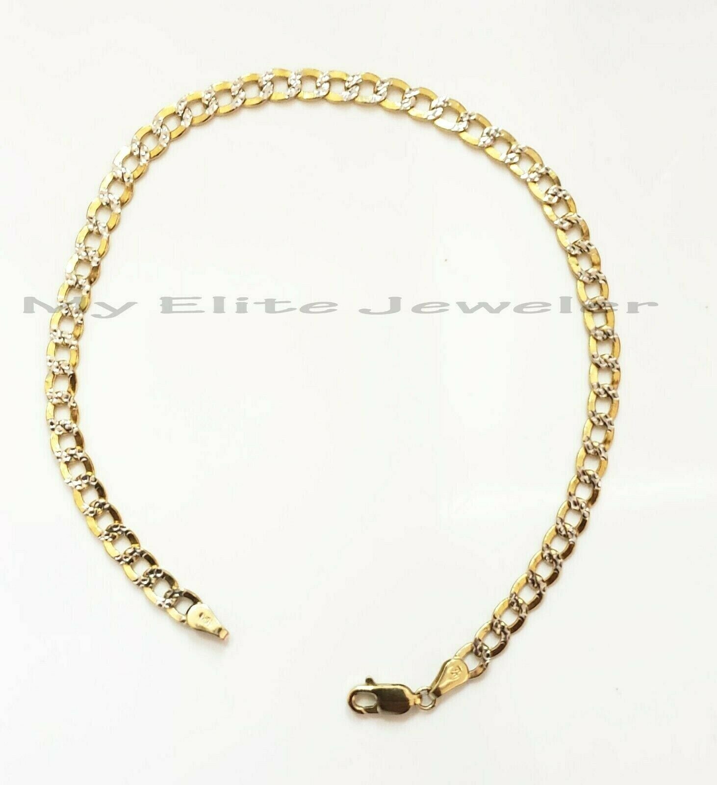 10k Gold Bracelet for Mens Ladies REAL Yellow Gold Cuban Link Diamond Cuts 8Inch - GoldenlinQ