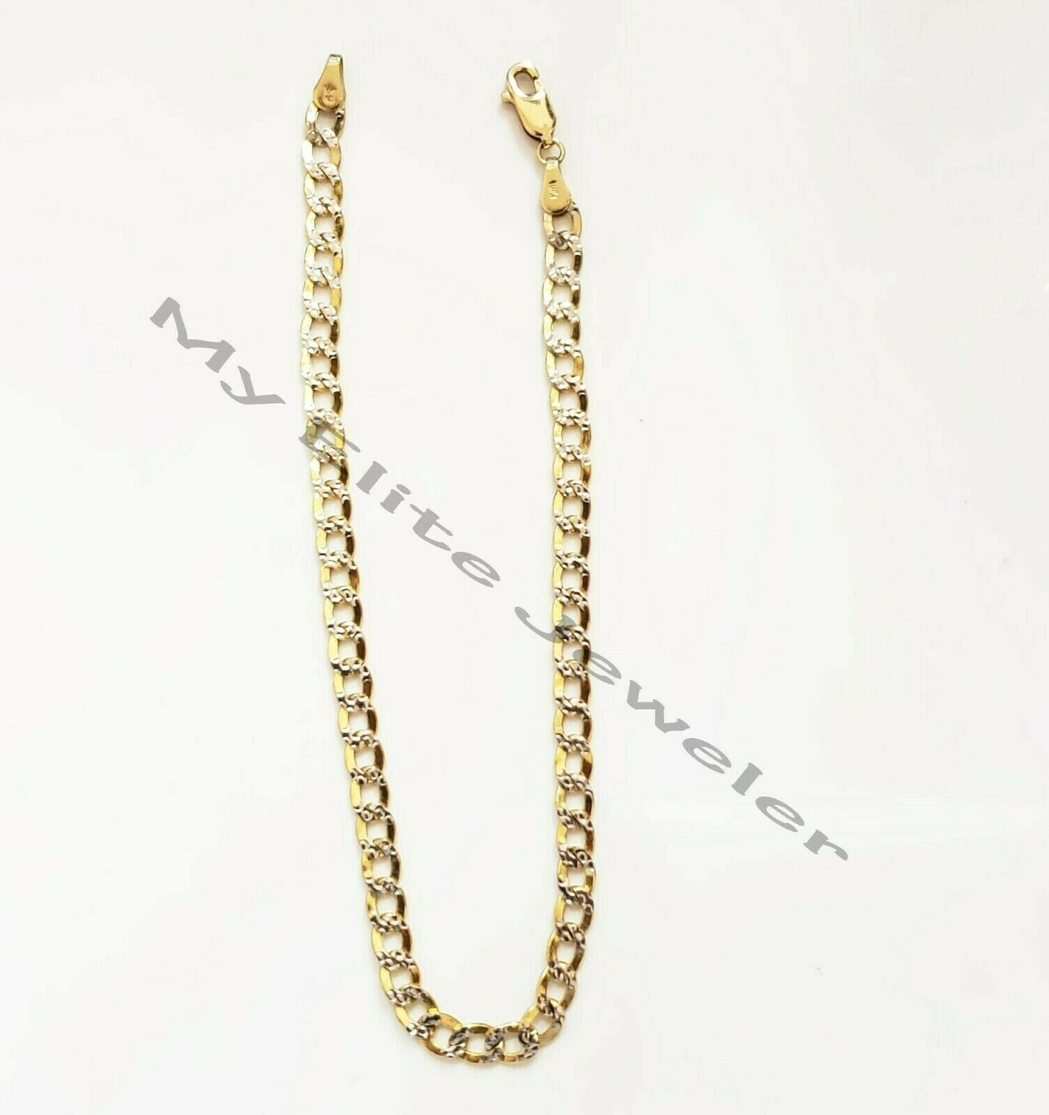 10k Gold Bracelet for Mens Ladies REAL Yellow Gold Cuban Link Diamond Cuts 8Inch - GoldenlinQ