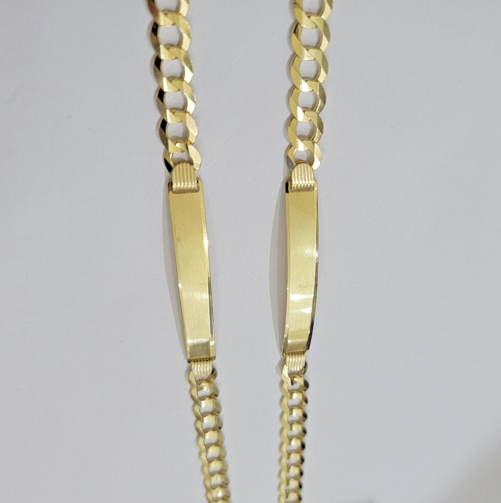 10k Gold Bracelet ID Cuban Curb Link SOLID 10kt Yellow Gold 7mm 8 Inches REAL - GoldenlinQ