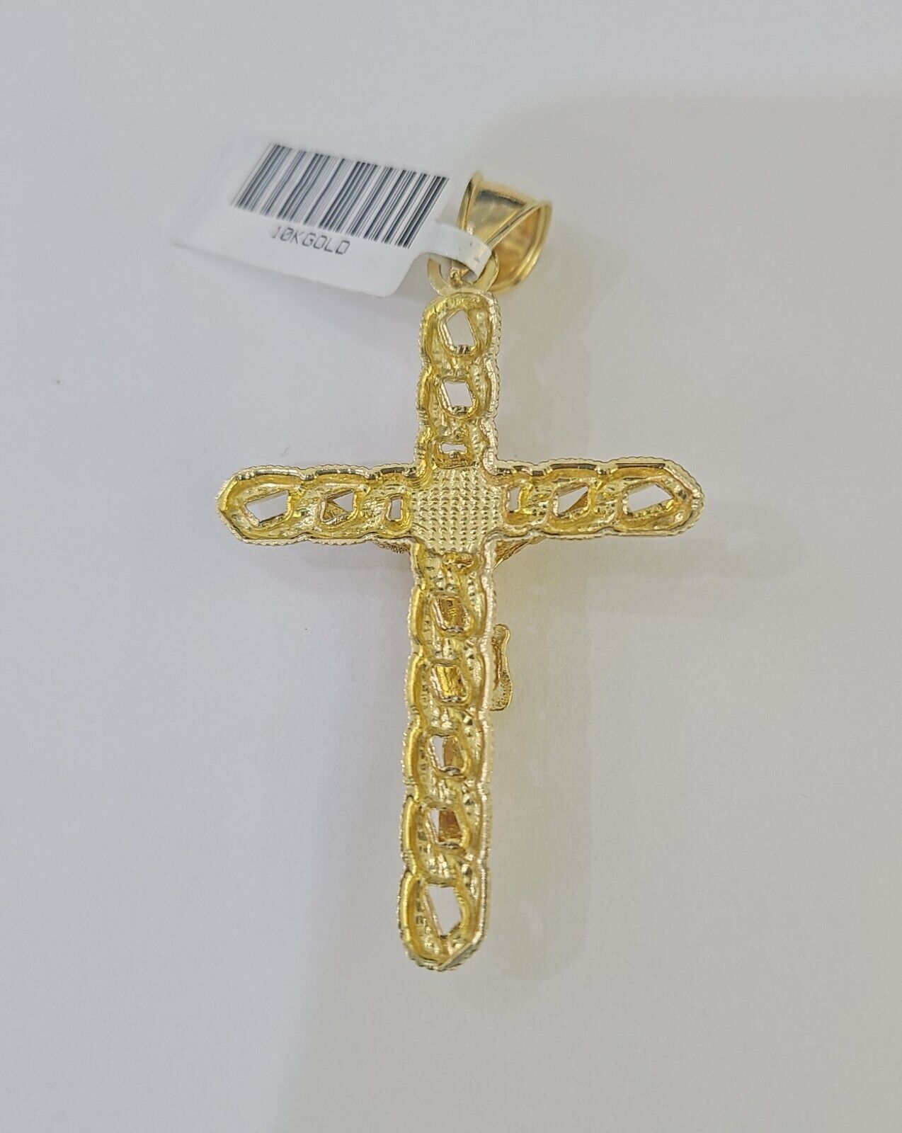 10k Gold Byzantine Box Necklace Jesus Cross Charm 18" - 26" SET Yellow Real - GoldenlinQ