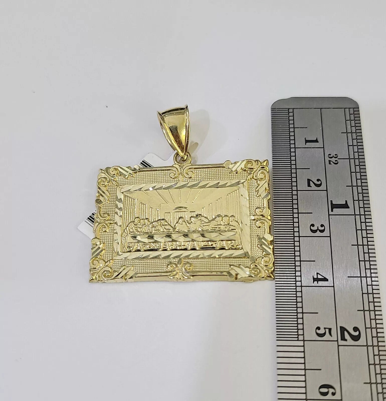 10k Gold Byzantine Chain Necklace Last supper charm Pendant SET REAL 10kt Men's - GoldenlinQ