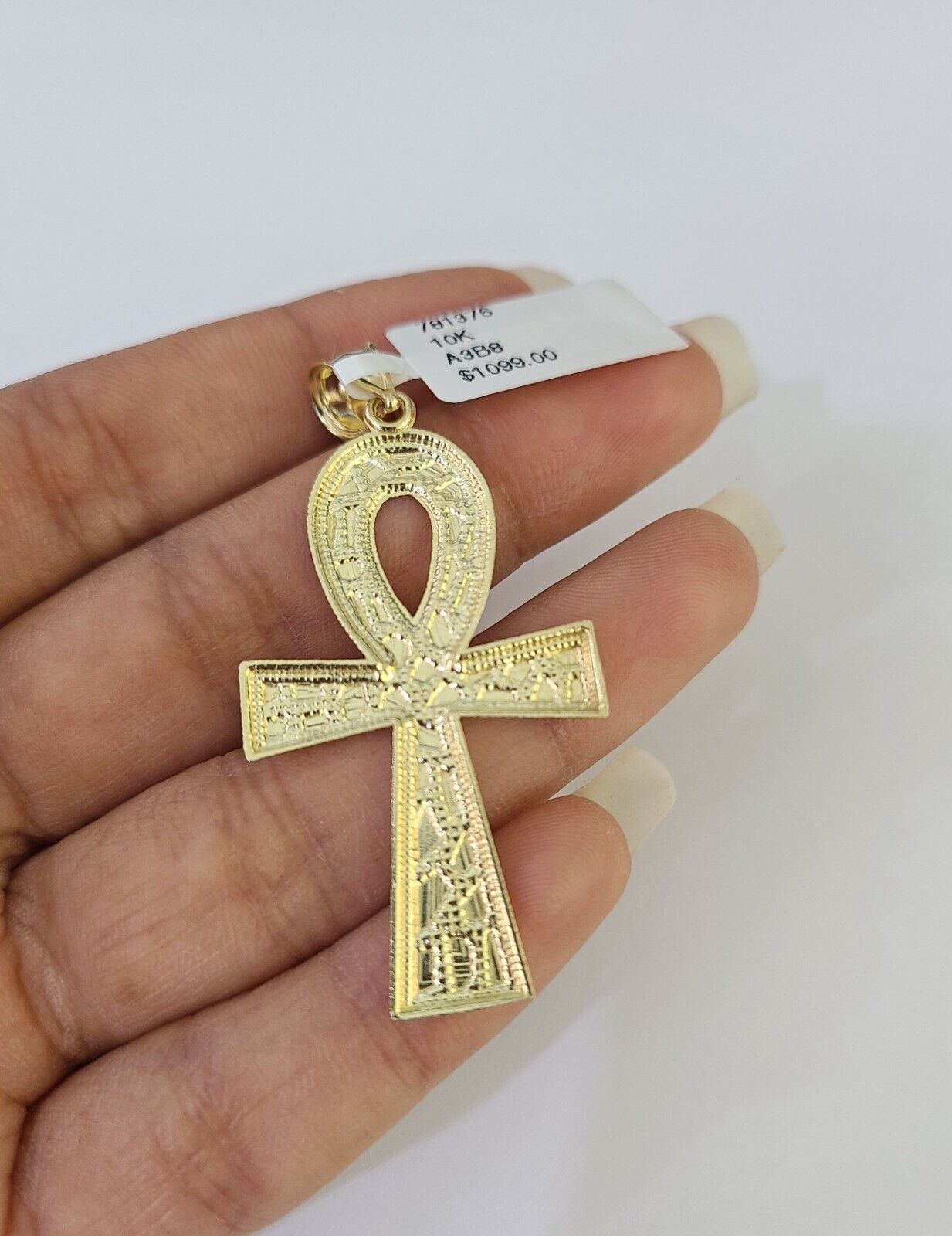 10k Gold Byzantine Necklace Ankh Cross Charm 18 - 28 inch 3mm SET Chain Pendant - GoldenlinQ