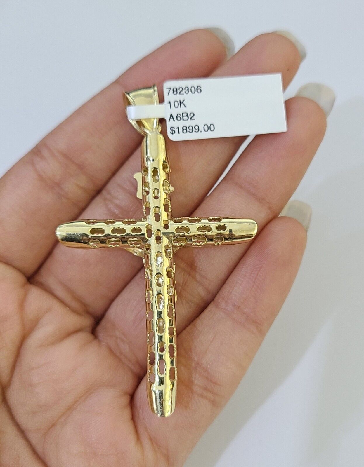 10k Gold Byzantine Necklace INRI Jesus Cross Charm 18 - 26 inches 3mm SET Chain - GoldenlinQ