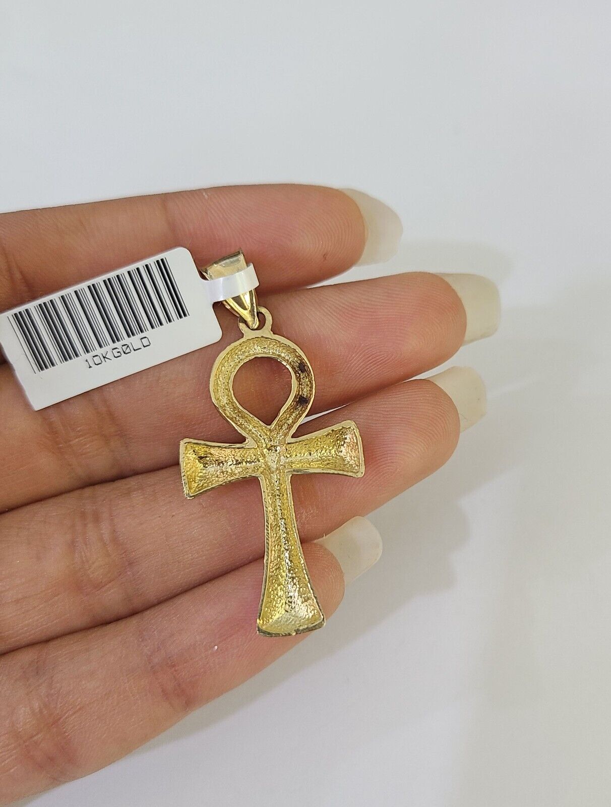 10k Gold Byzantine Necklace Jesus Ankh Cross Charm 18 - 28 inch 3mm SET Chain - GoldenlinQ