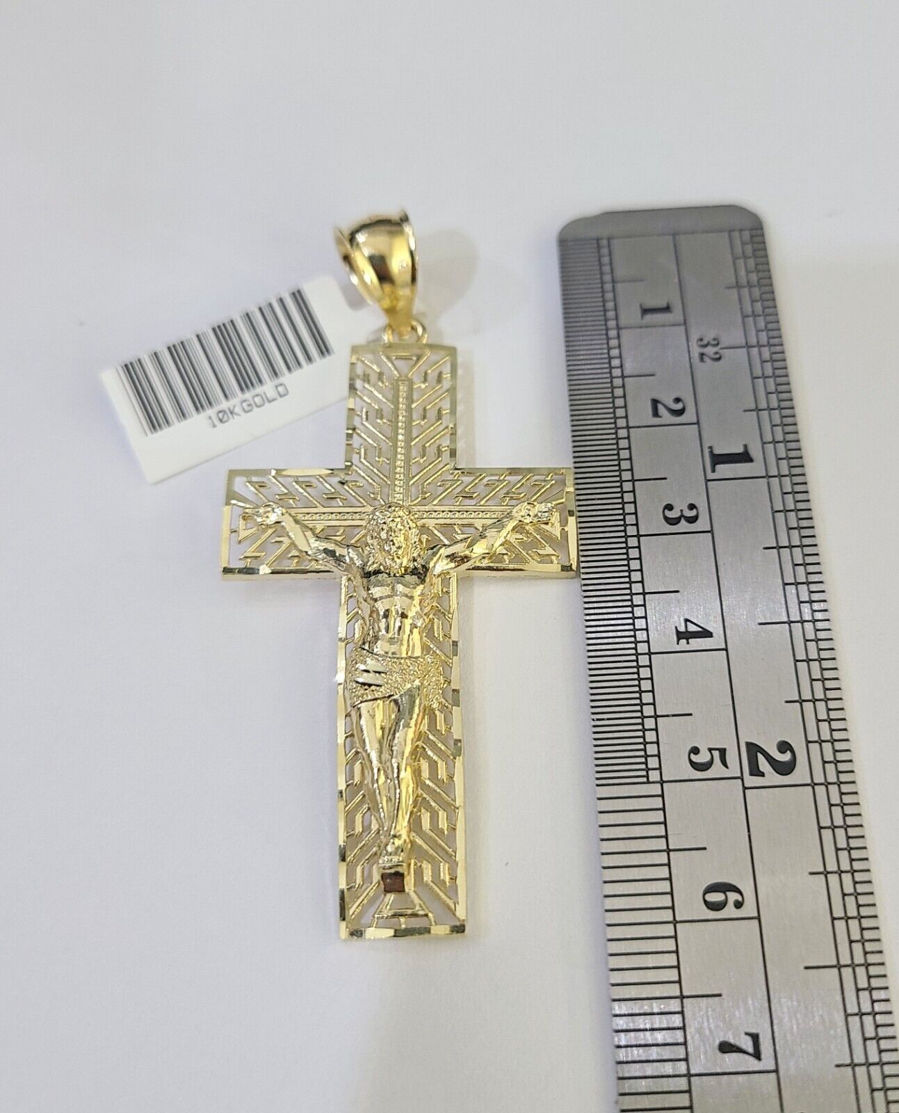 10k Gold Byzantine Necklace Jesus Cross Charm 18 - 26 inches 3mm SET Chain - GoldenlinQ