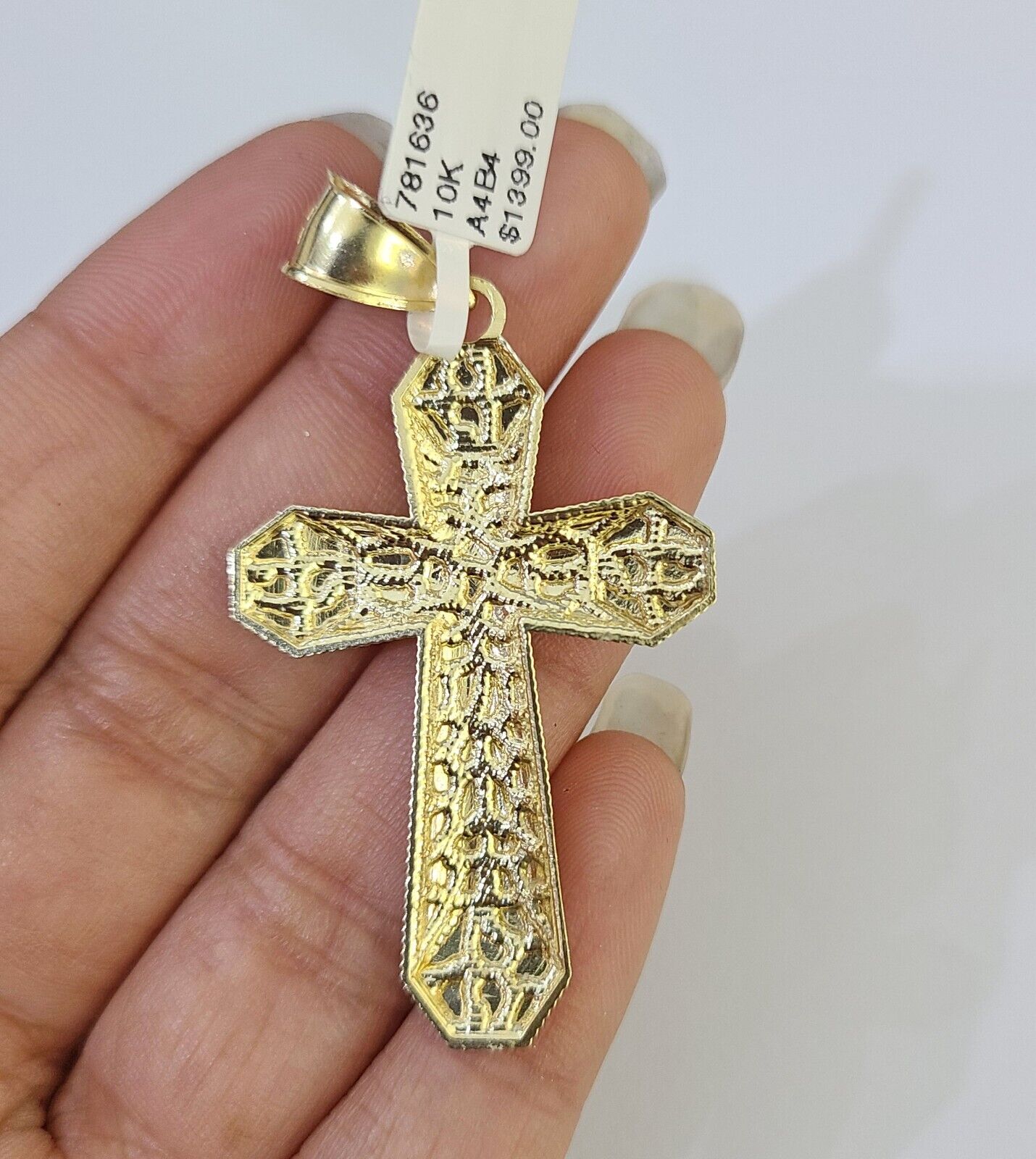 10k Gold Byzantine Necklace Jesus Cross Charm 18 - 26 inches 3mm SET Chain - GoldenlinQ