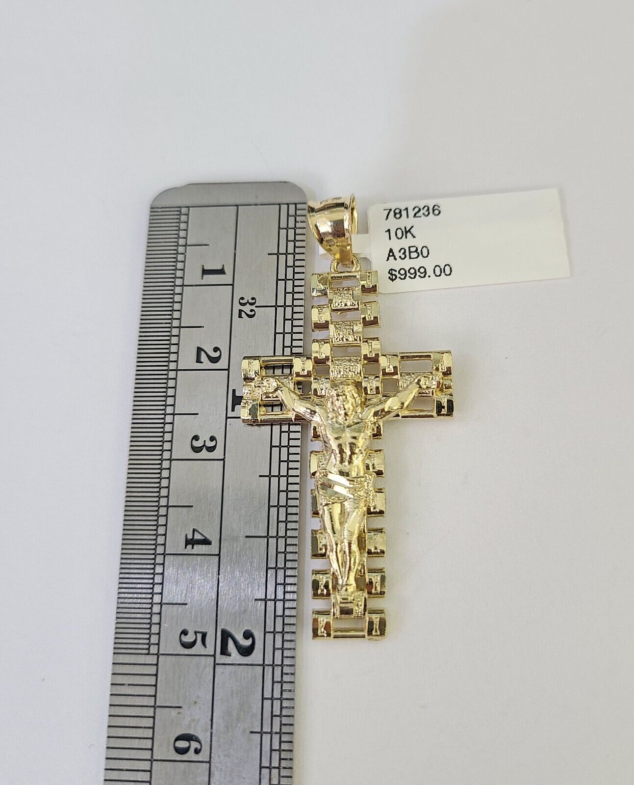 10k Gold Byzantine Necklace Jesus Cross Charm 18 - 28 inch 3mm SET Chain Pendant - GoldenlinQ