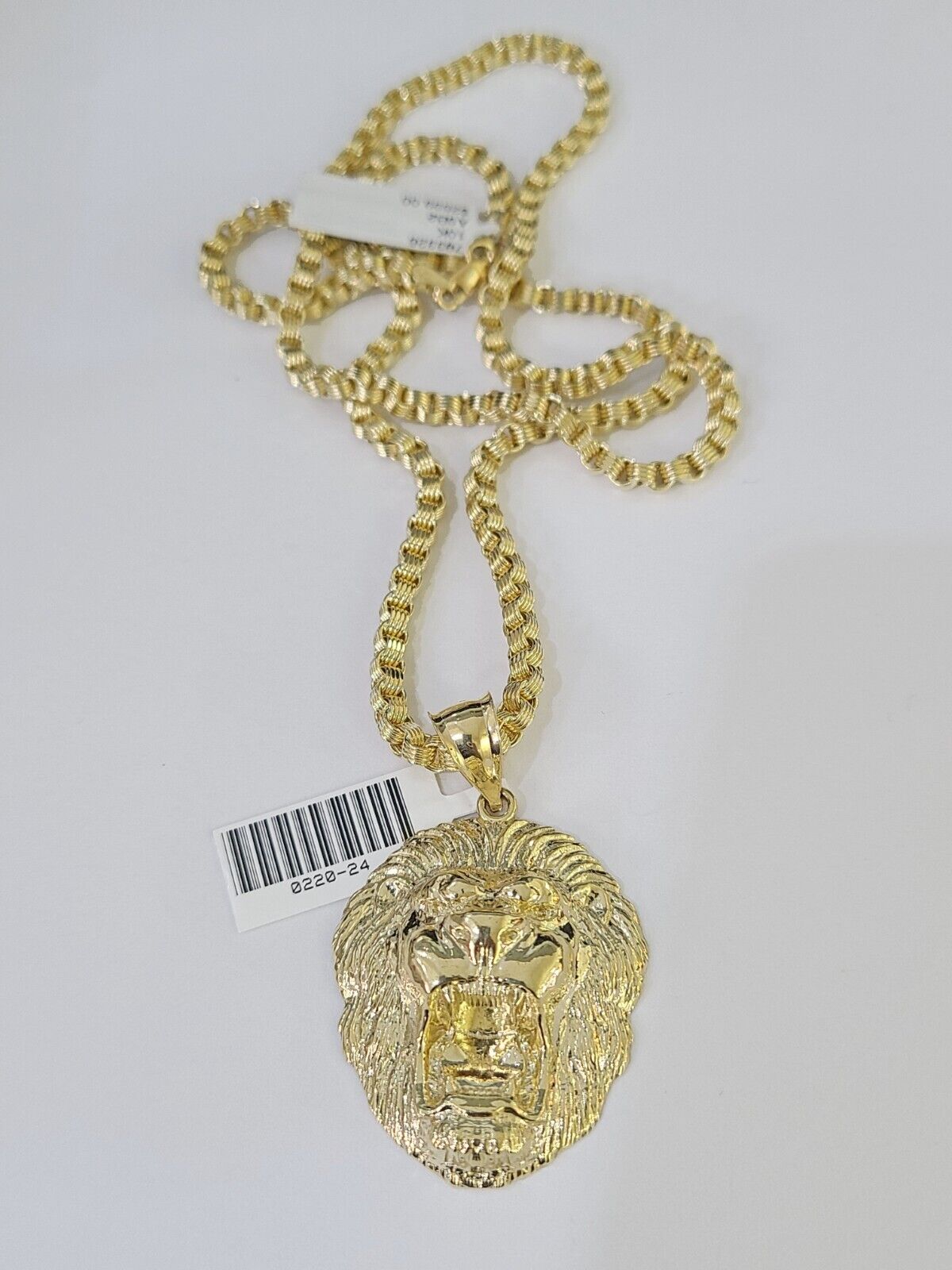 10k Gold Byzantine Necklace Lion Charm 18 - 26 inches 3mm REAL Yellow SET Chain - GoldenlinQ