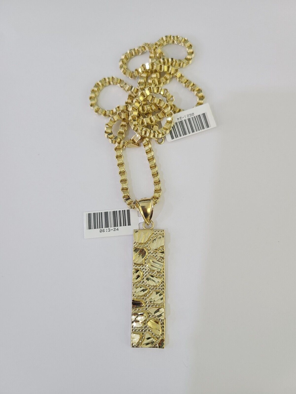 10k Gold Byzantine Necklace Nugget Charm 18 - 28 inches 3mm SET Chain Pendant 10kt - GoldenlinQ