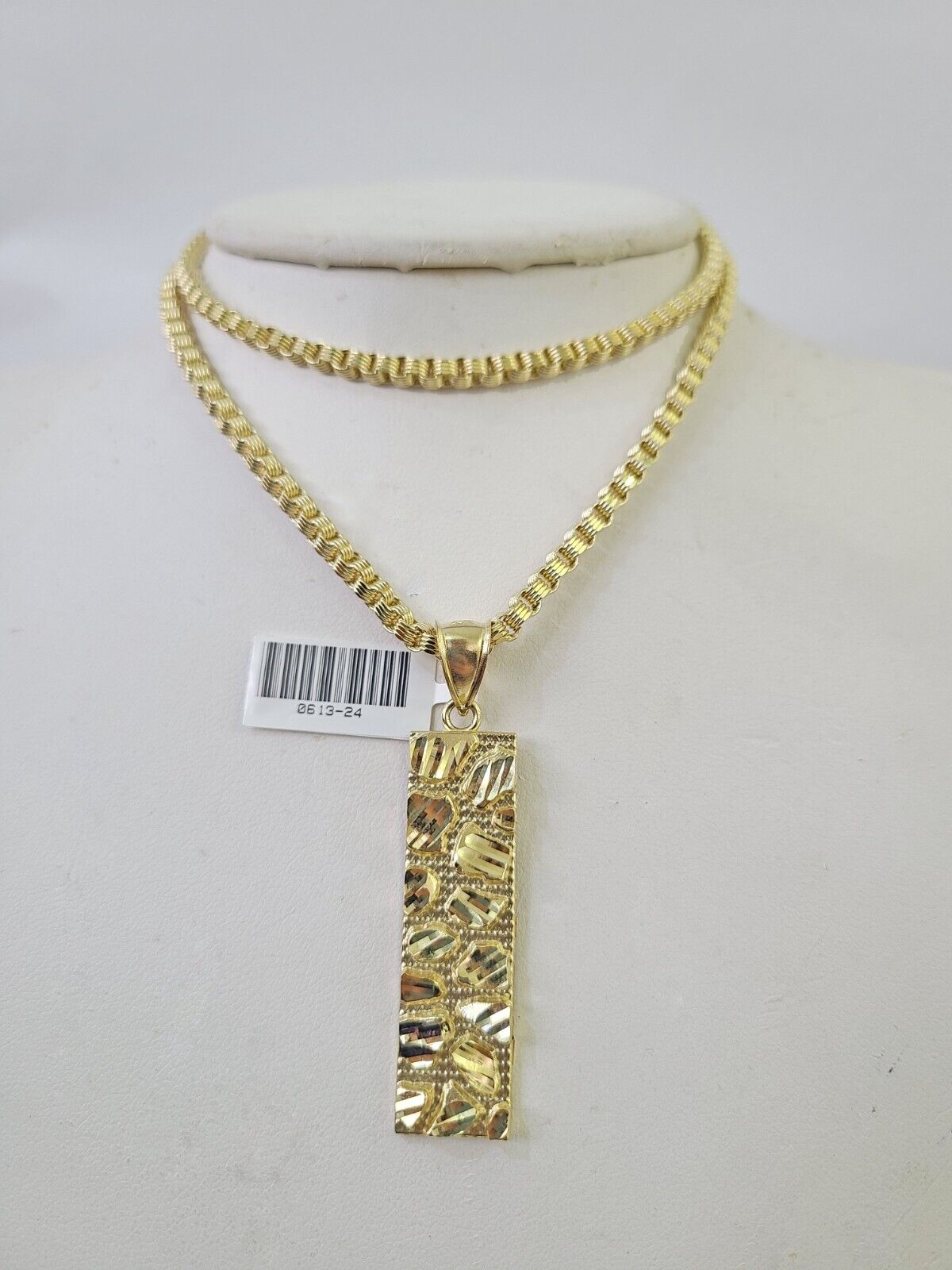 10k Gold Byzantine Necklace Nugget Charm 18 - 28 inches 3mm SET Chain Pendant 10kt - GoldenlinQ