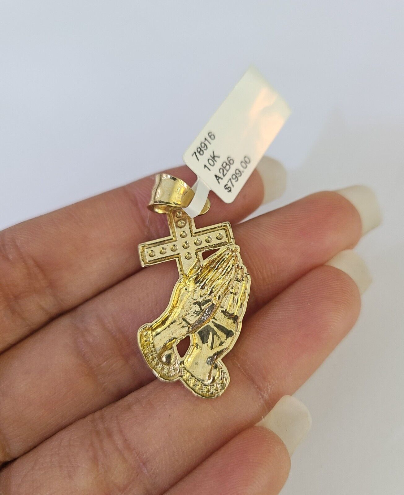 10k Gold Byzantine Necklace Praying Hands Charm 18 - 28 inch 3mm SET Chain Pendant - GoldenlinQ