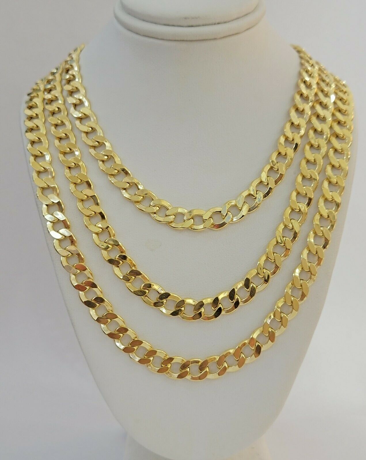 10k Gold Chain 8mm 24" Cuban Curb Link Necklace REAL 10kt Yellow Gold Men's 10 k - GoldenlinQ