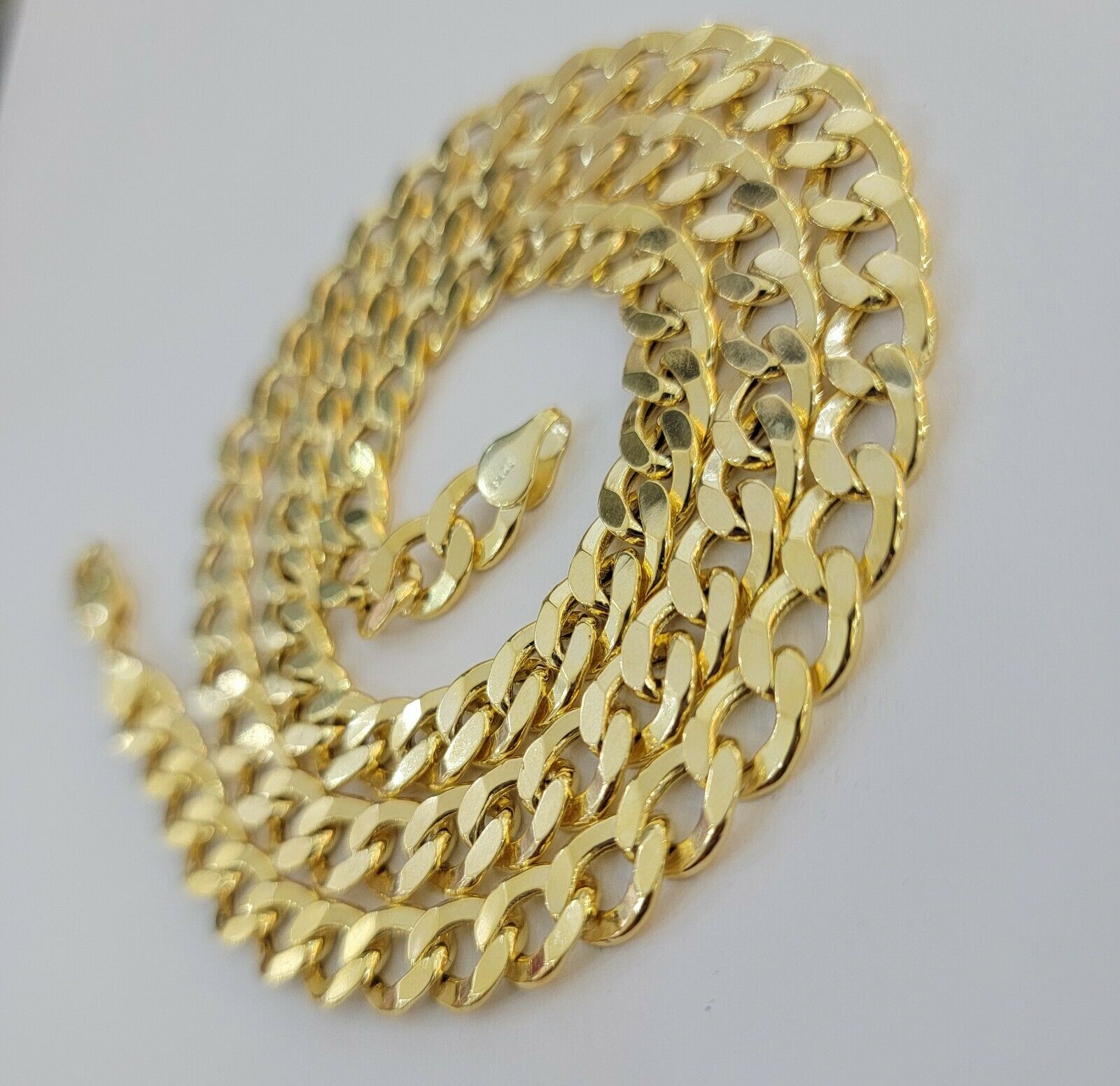 10k Gold Chain 8mm 24" Cuban Curb Link Necklace REAL 10kt Yellow Gold Men's 10 k - GoldenlinQ
