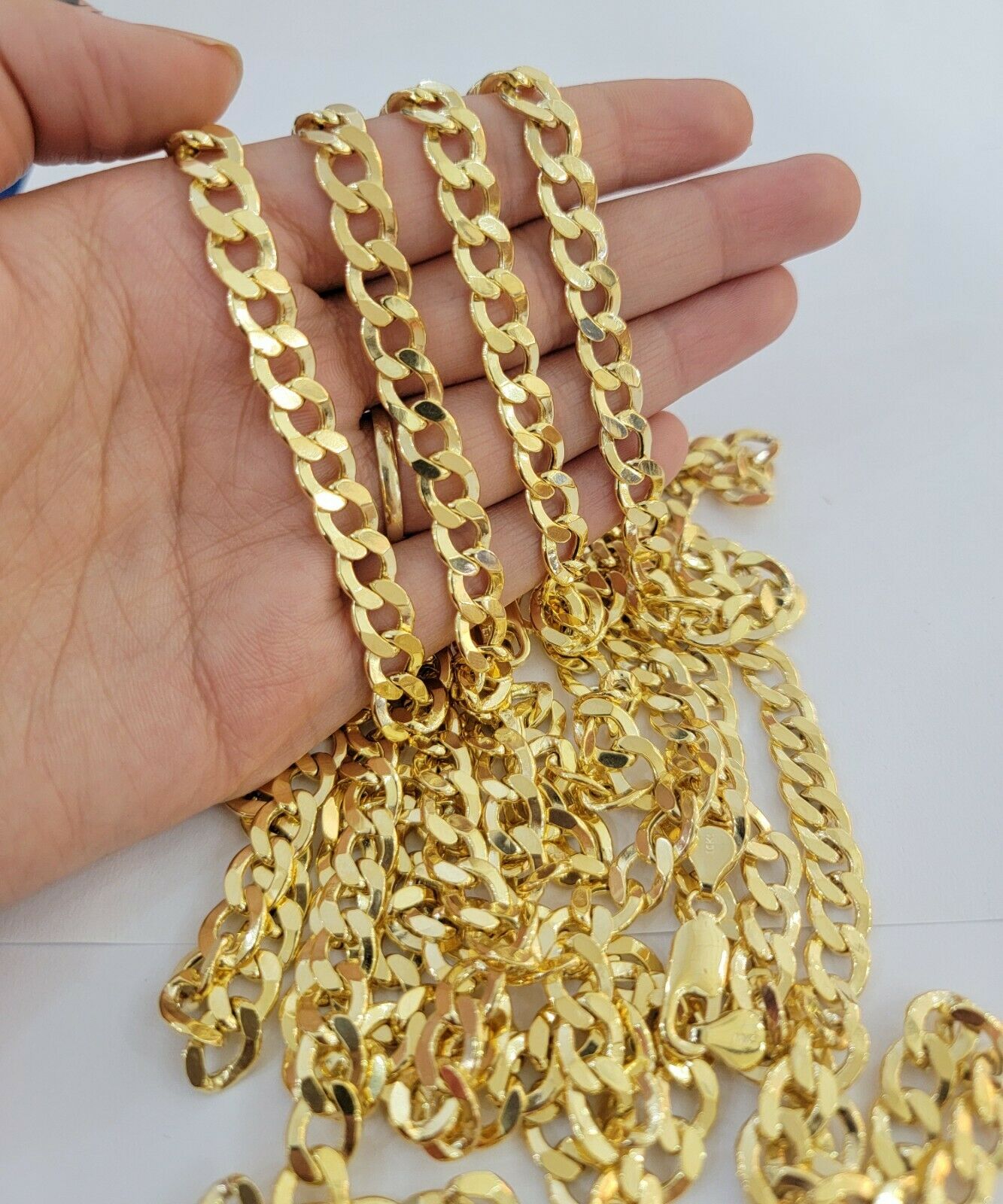 10k Gold Chain 8mm 24" Cuban Curb Link Necklace REAL 10kt Yellow Gold Men's 10 k - GoldenlinQ