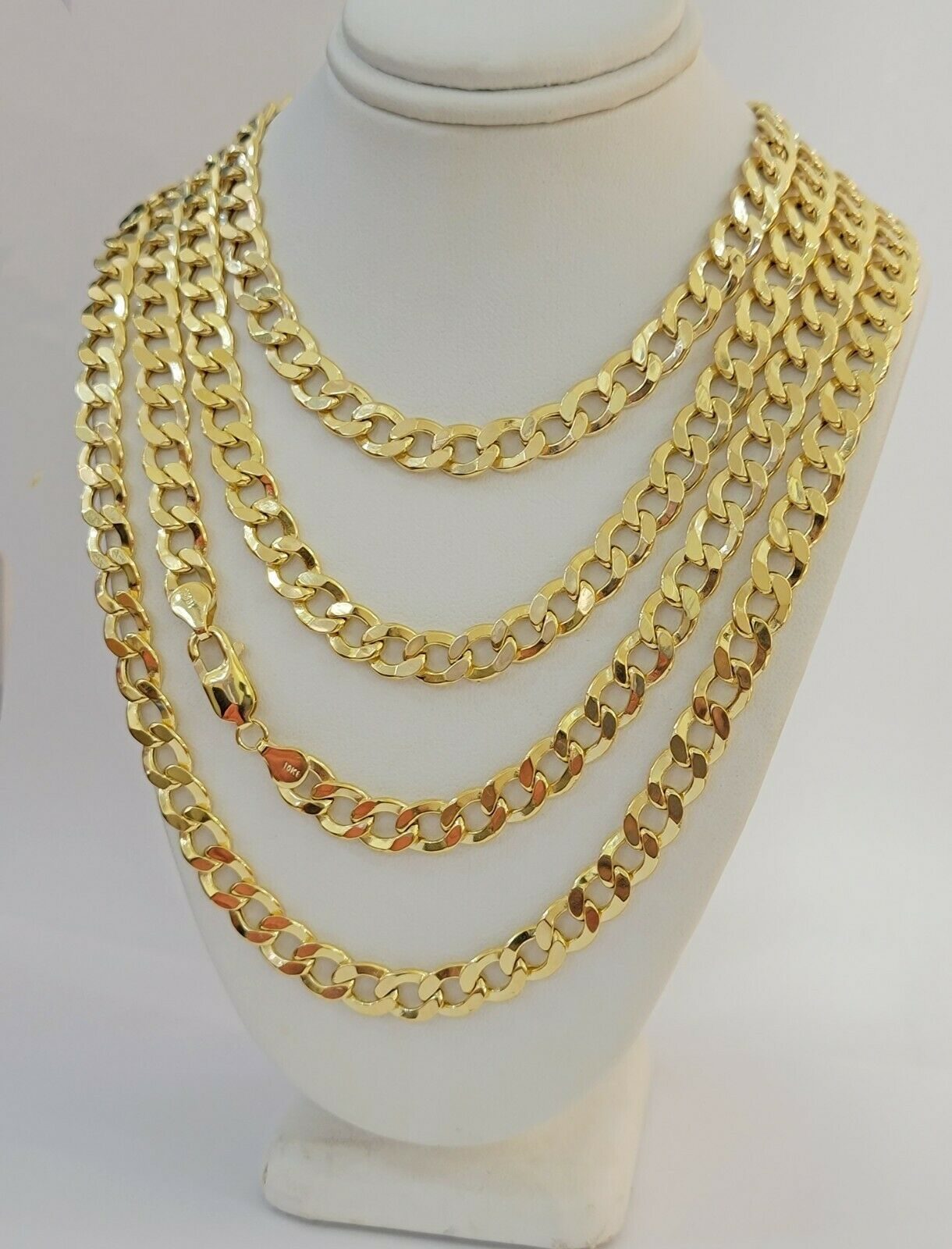 10k Gold Chain 8mm 24" Cuban Curb Link Necklace REAL 10kt Yellow Gold Men's 10 k - GoldenlinQ