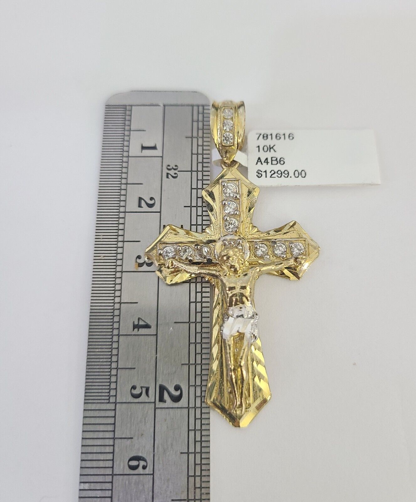 10k Gold Chain Cross Charm Solid Cuban Curb Link 5mm 18" - 28" Inch DiamondCut SET - GoldenlinQ