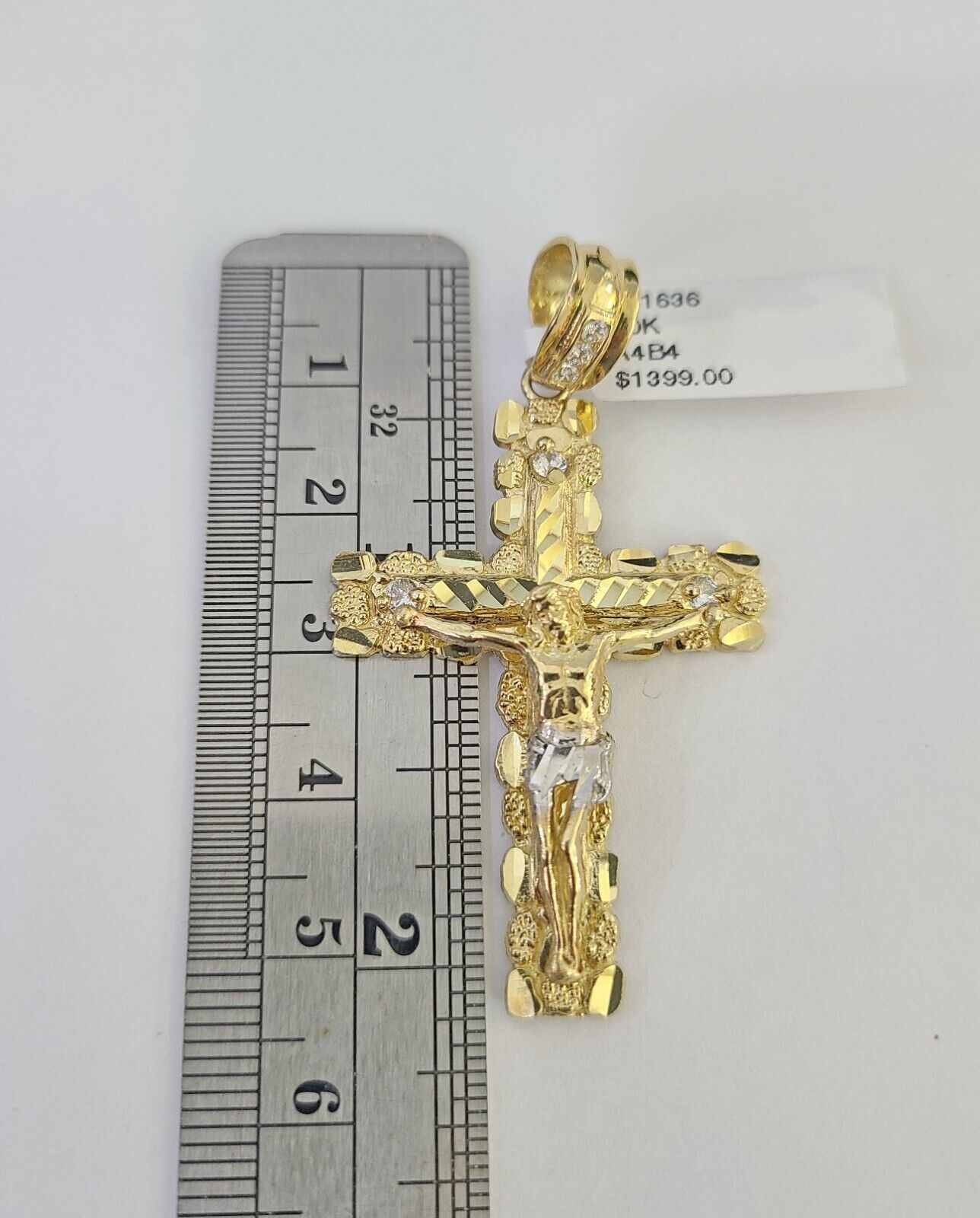 10k Gold Chain Cross Charm Solid Cuban Curb Link 5mm 18" - 28" Inch DiamondCut SET - GoldenlinQ