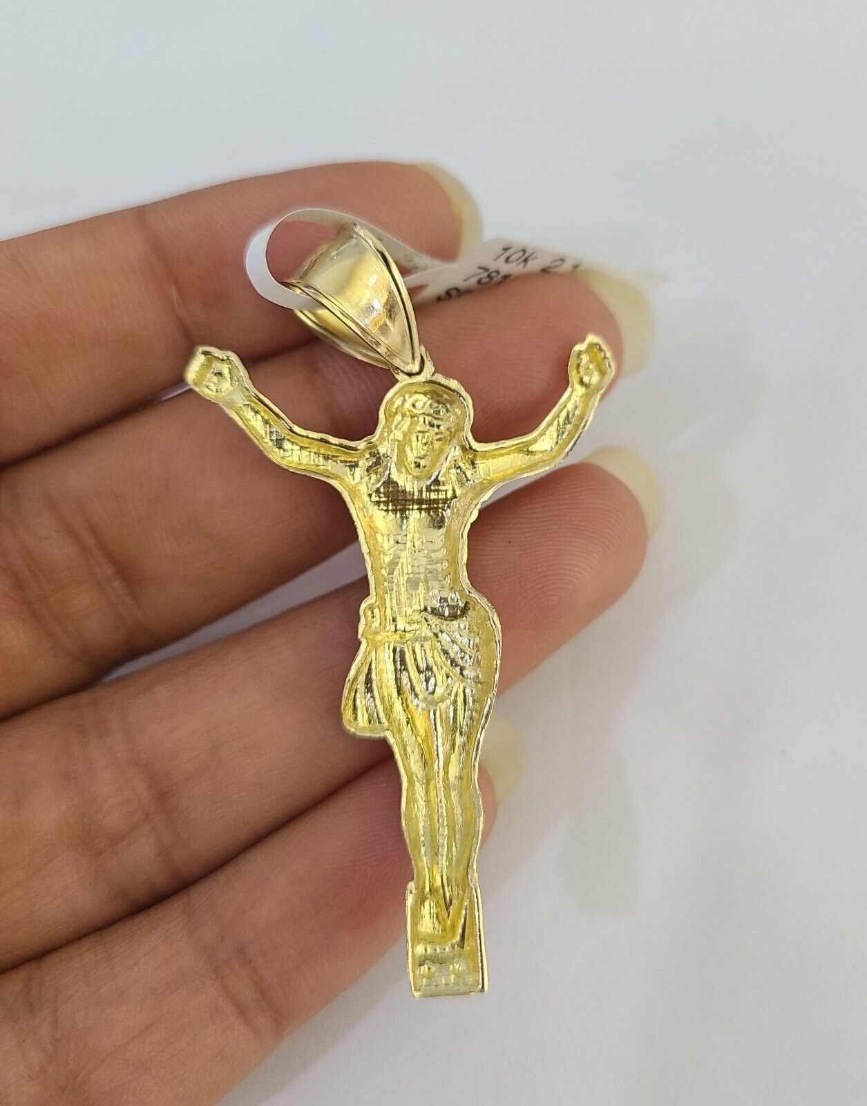 10k Gold Chain Jesus Body Charm Solid Cuban Curb 5mm 18" - 28" Inch SET Necklace - GoldenlinQ