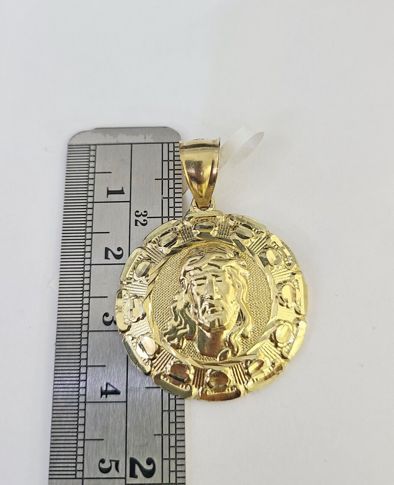 10k Gold Chain Jesus Head Charm Solid Cuban Curb 5mm 18" - 28" Inch SET Necklace - GoldenlinQ